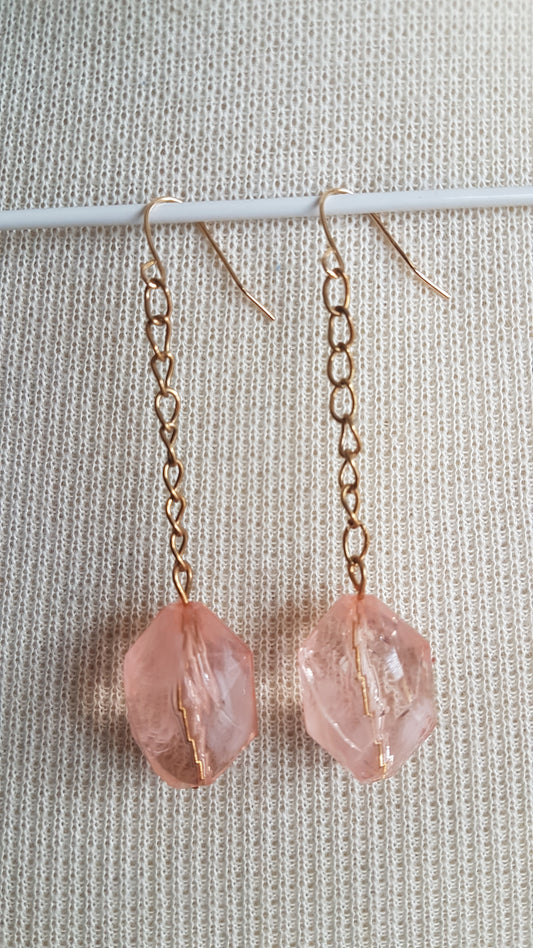 Pink Gold Dangle Earrings
