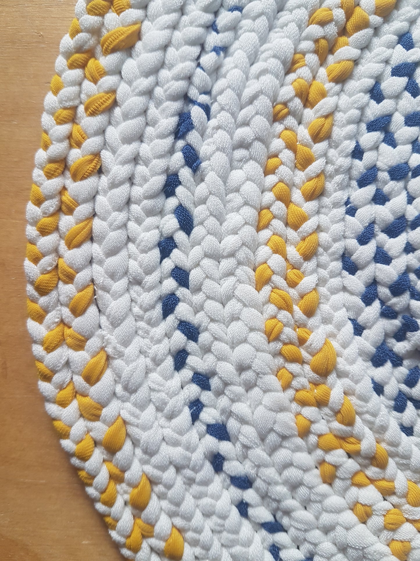 Handmade Coaster Centrepiece, Winter Theme Ivory Blue Yellow