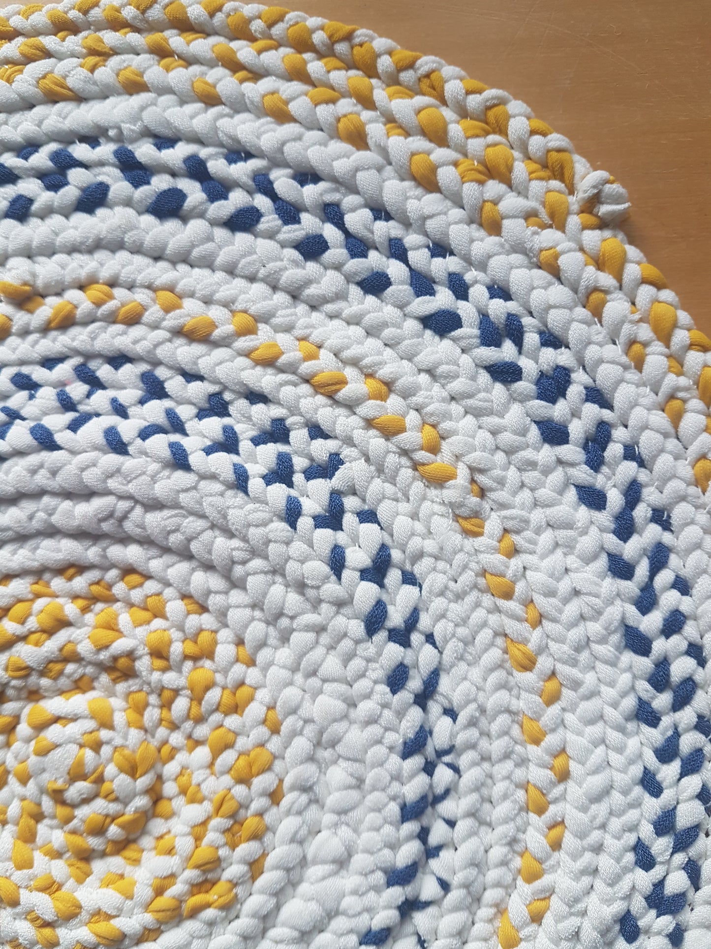 Handmade Coaster Centrepiece, Winter Theme Ivory Blue Yellow