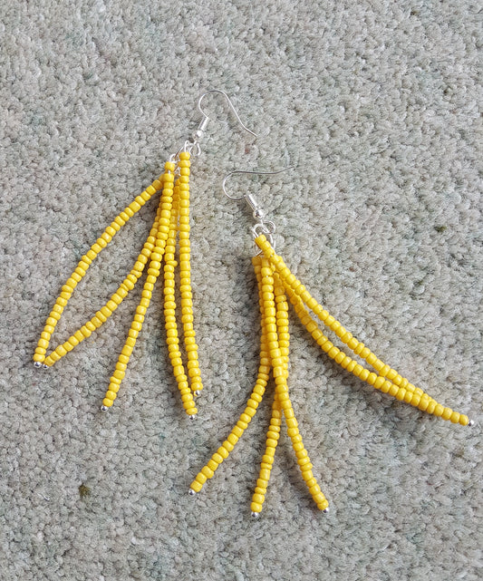 Yellow Seed Bead Earrings
