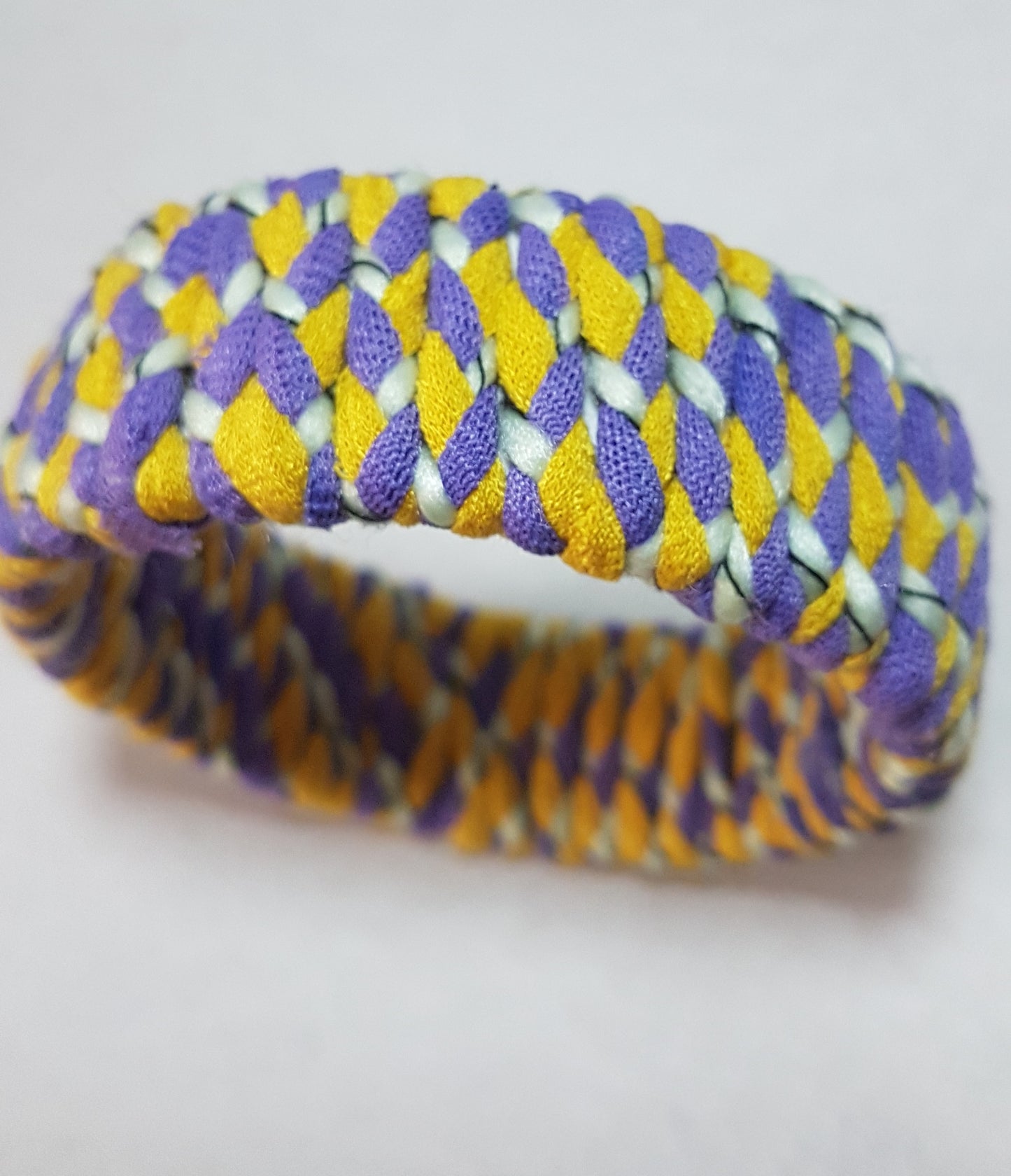 Purple Yellow Green Braided Chunky Bangle SMALL