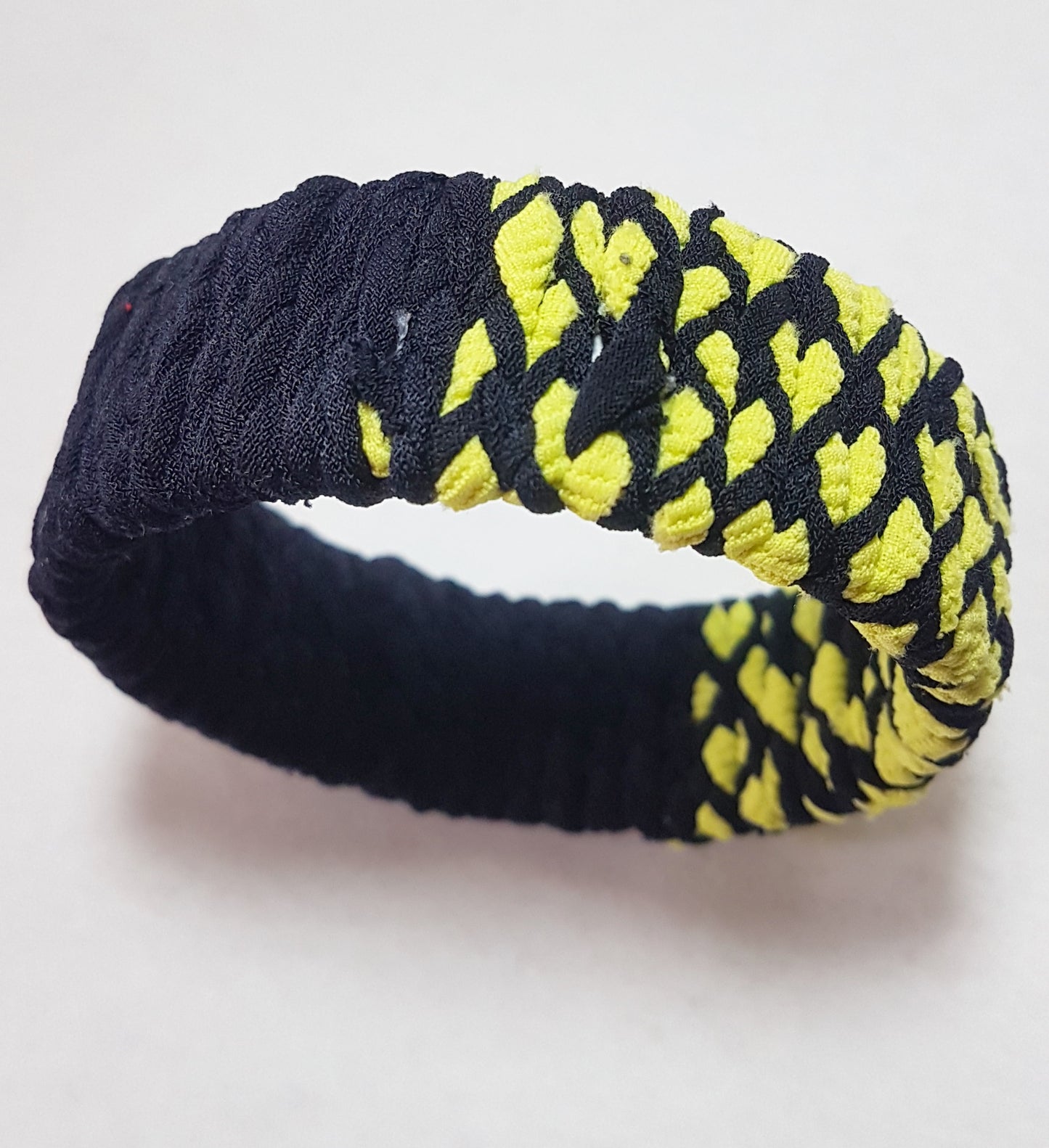 Navy Blue, Lime Green Braided Chunky Bangle SMALL