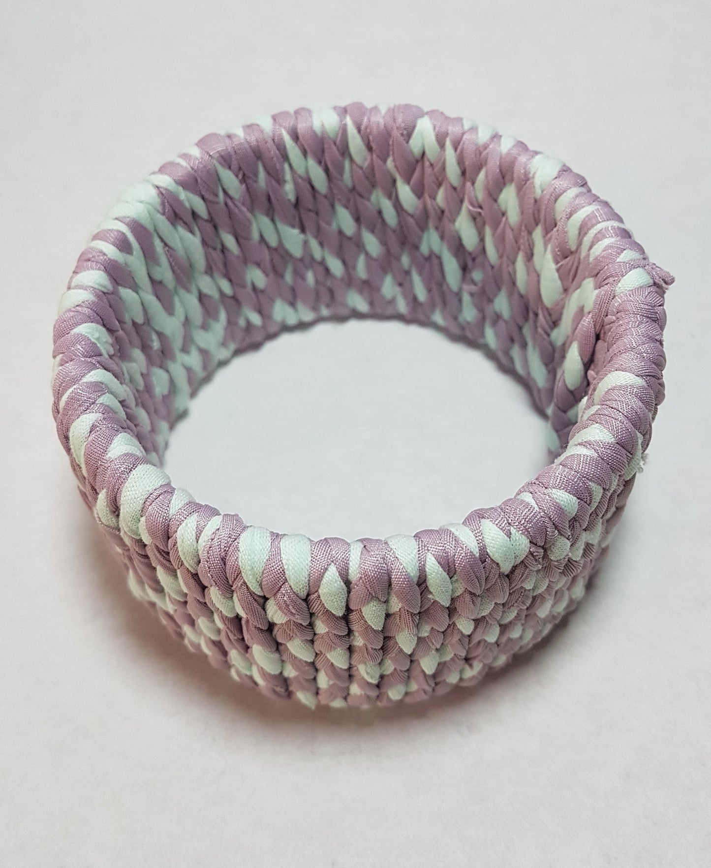 Dusky Pink Pastel Green Braided Chunky Bangle LARGE