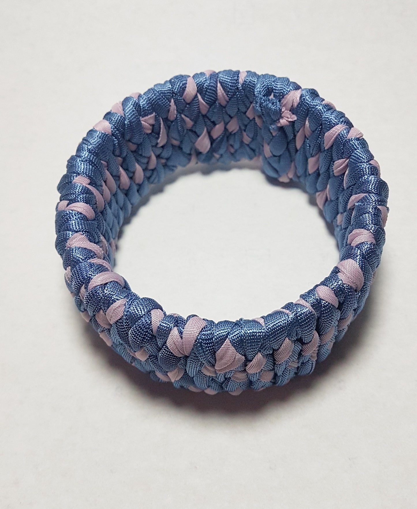 Blue Dusky Pink Braided Chunky Bangle MEDIUM