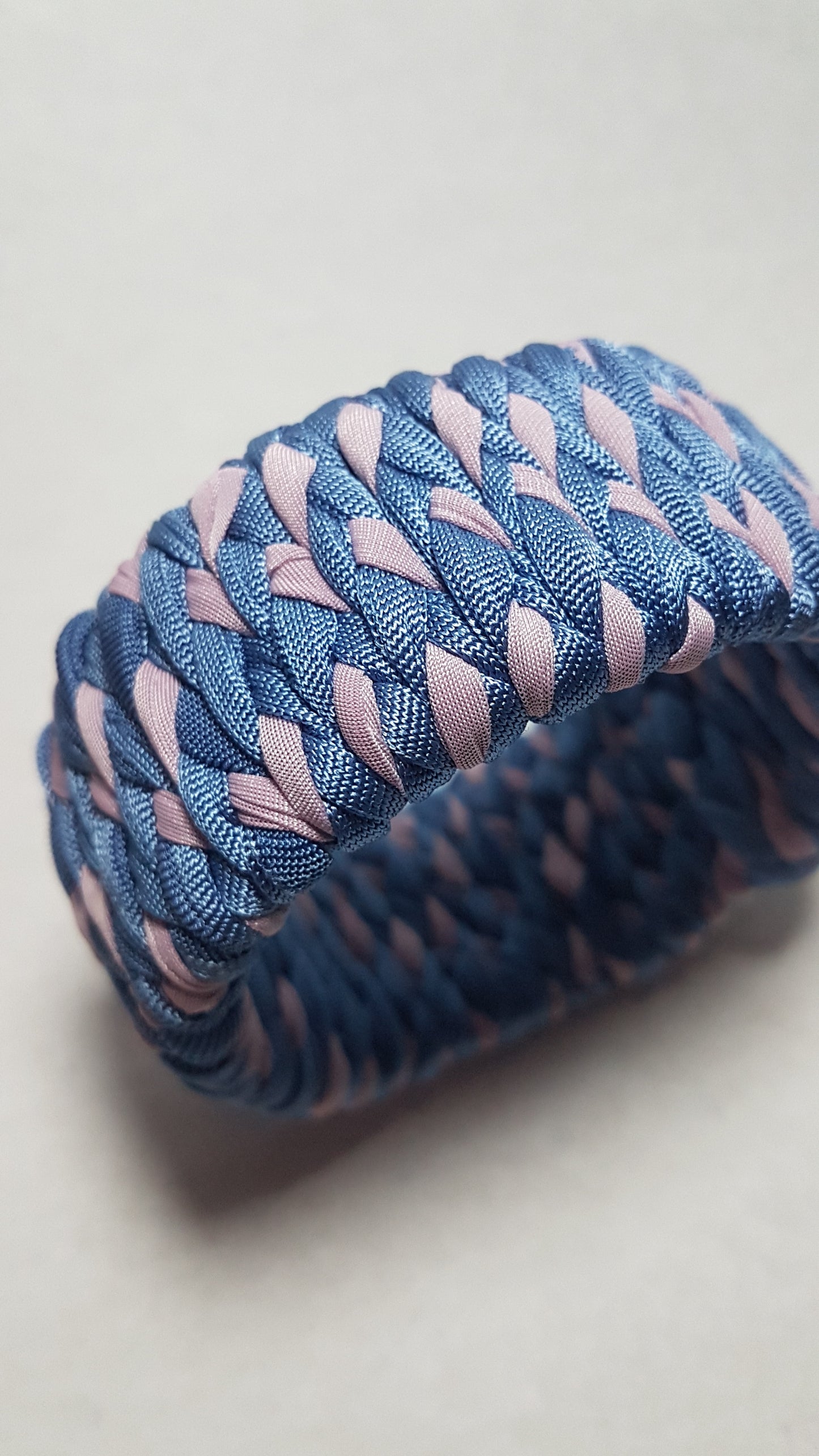 Blue Dusky Pink Braided Chunky Bangle MEDIUM