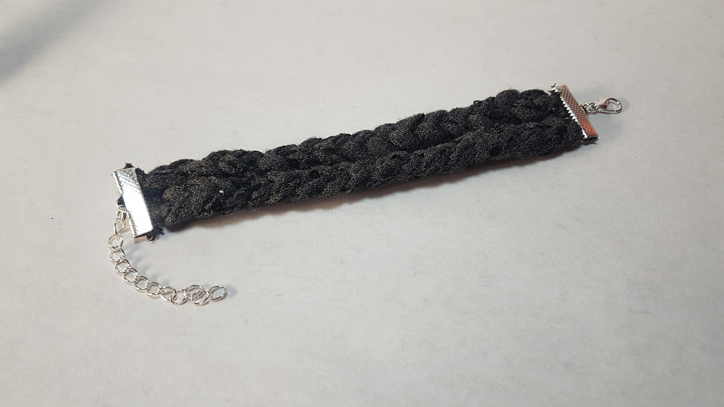 Grey Braided Two Strand Silver Bracelet