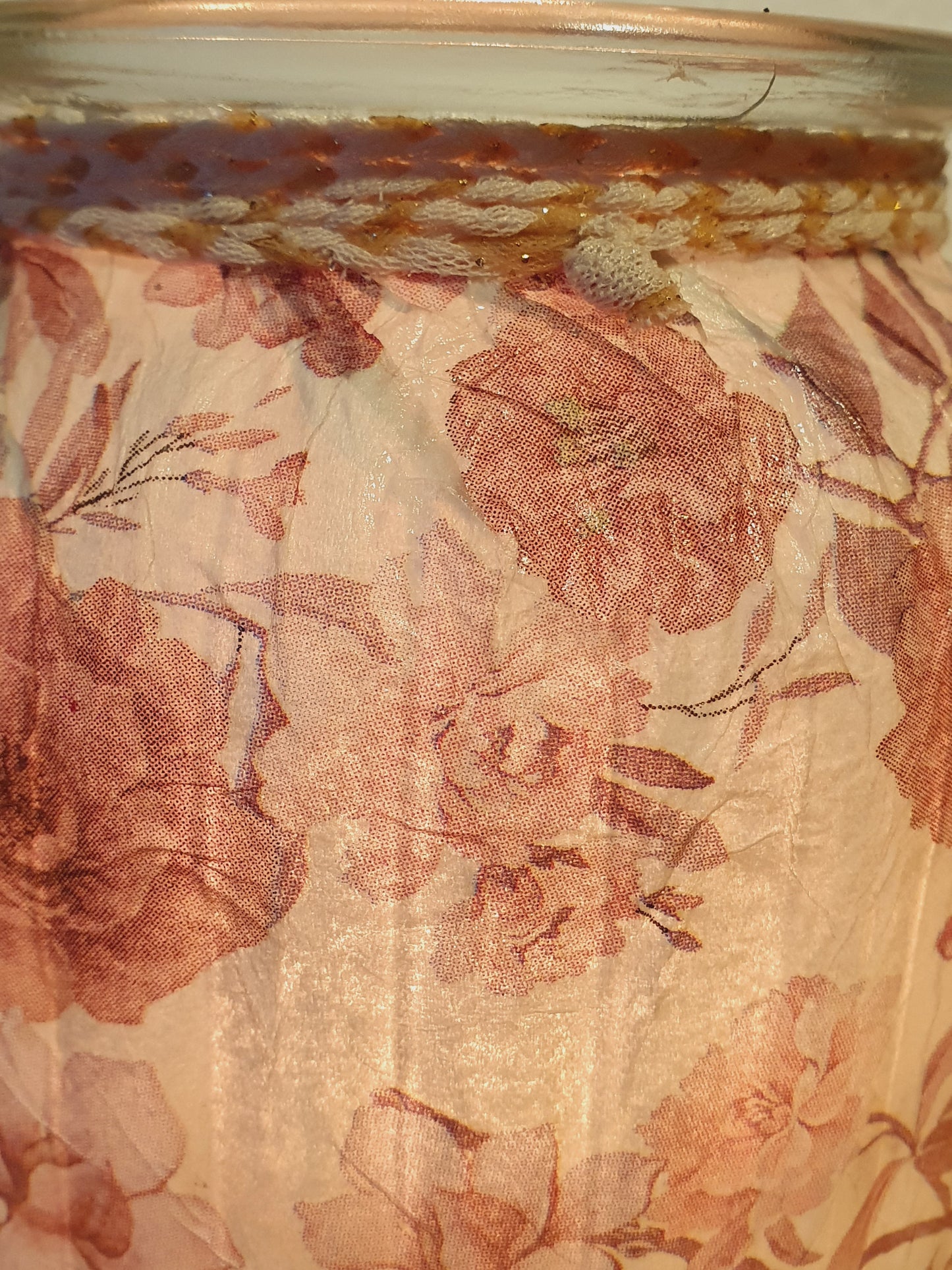 Medium Pink Floral Hand Decorated Candle Storage Jar Home Decor Gift