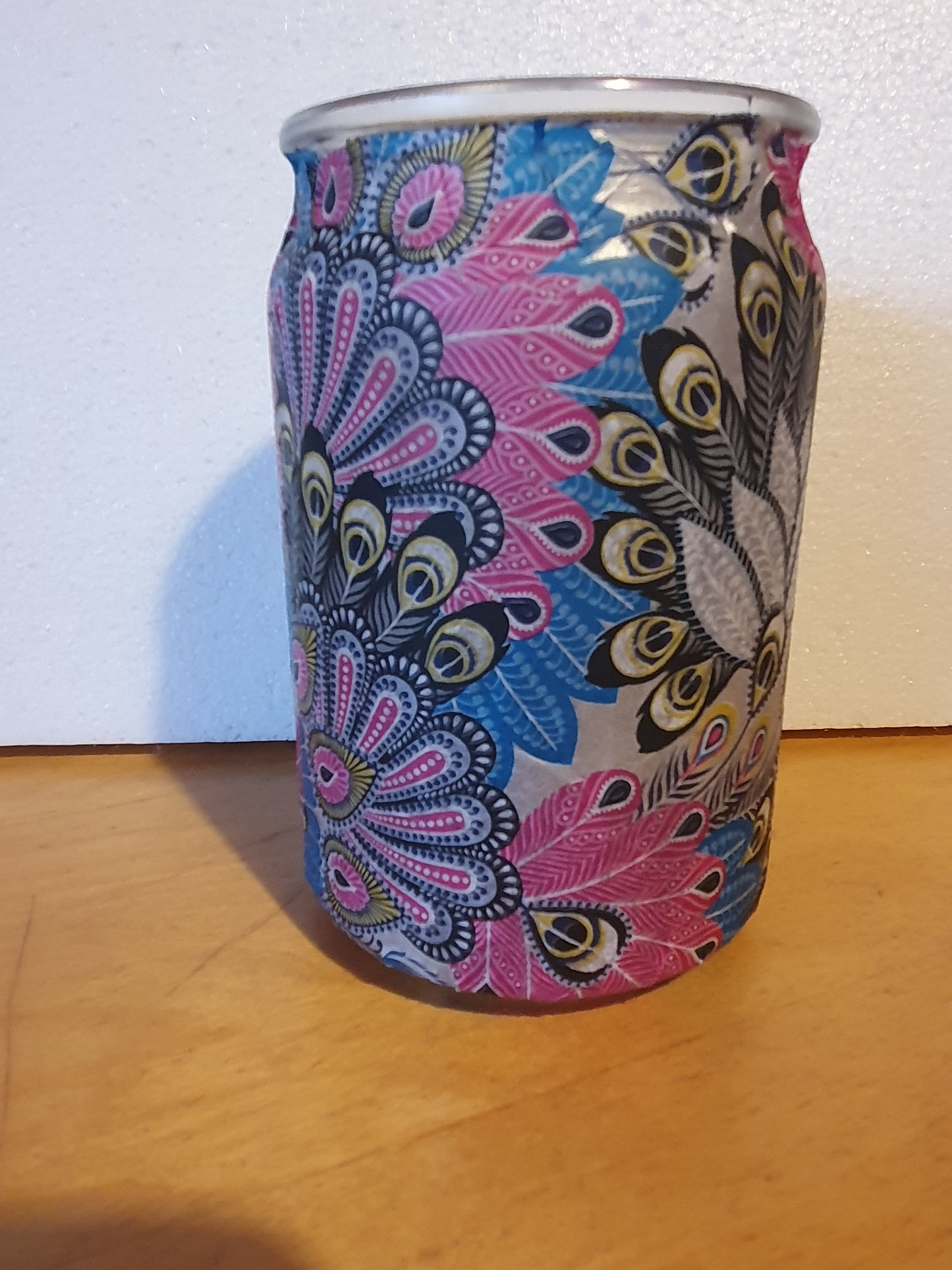 Medium Pink Purple Feather Hand Decorated Candle Storage Jar Pen Pot Home Decor Gift