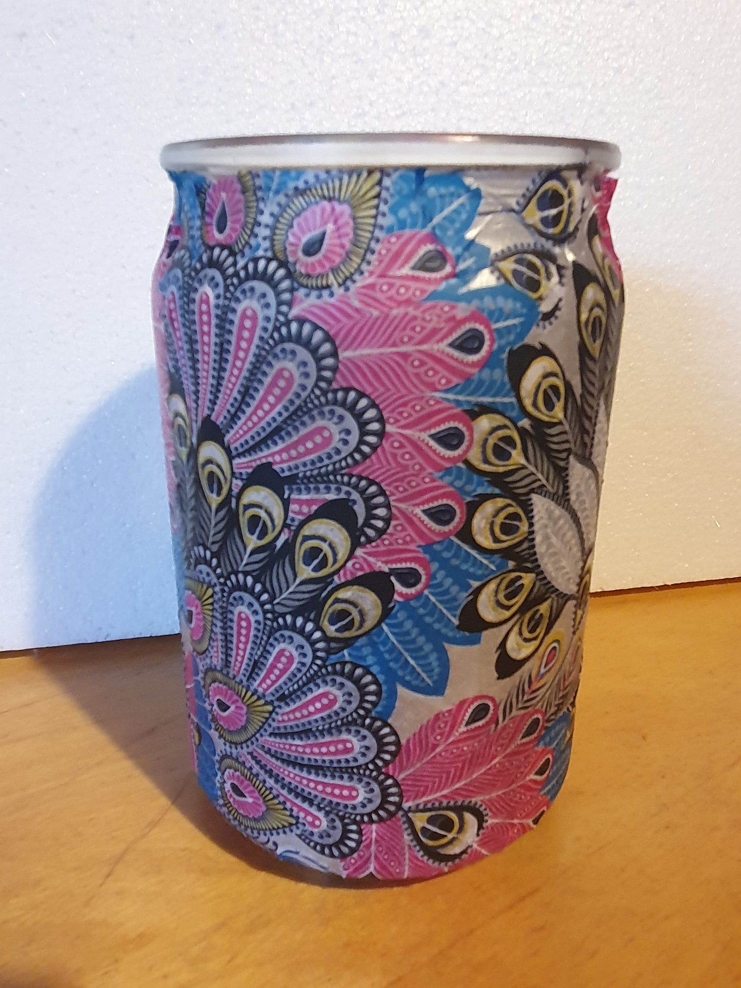 Medium Pink Purple Feather Hand Decorated Candle Storage Jar Pen Pot Home Decor Gift