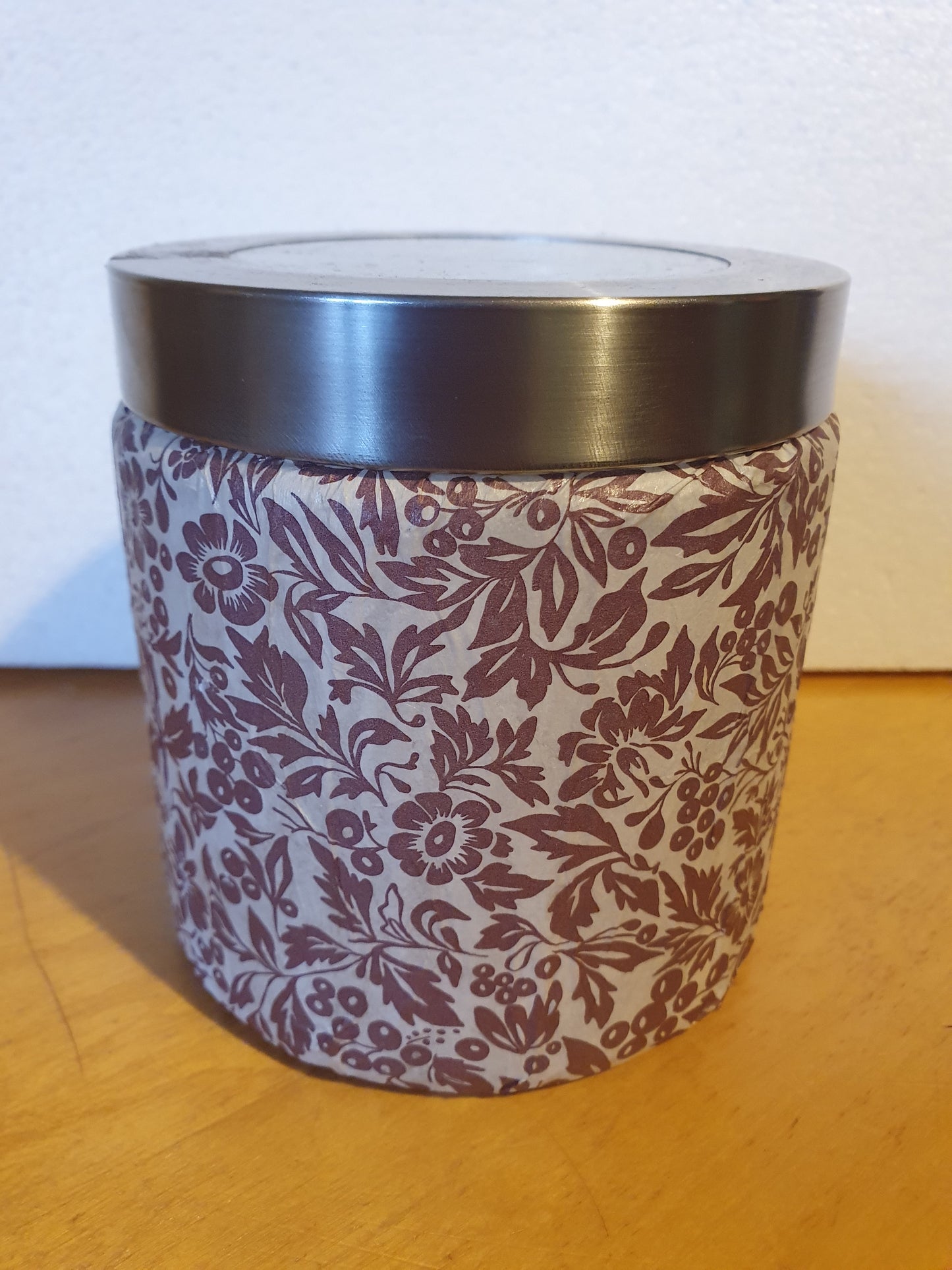 Medium Purple White Floral Hand Decorated Candle Storage Jar With Lid Home Decor Gift
