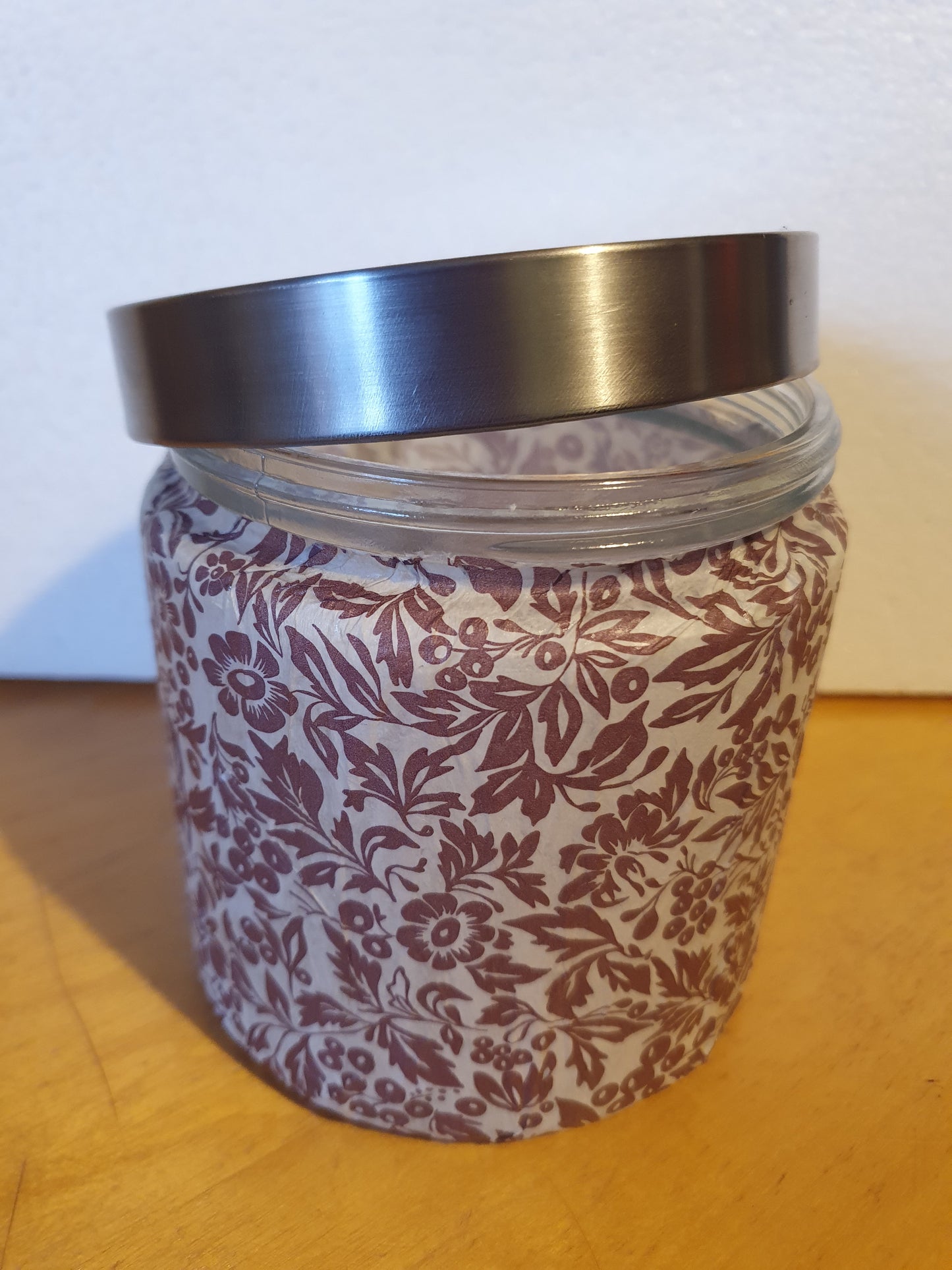 Medium Purple White Floral Hand Decorated Candle Storage Jar With Lid Home Decor Gift