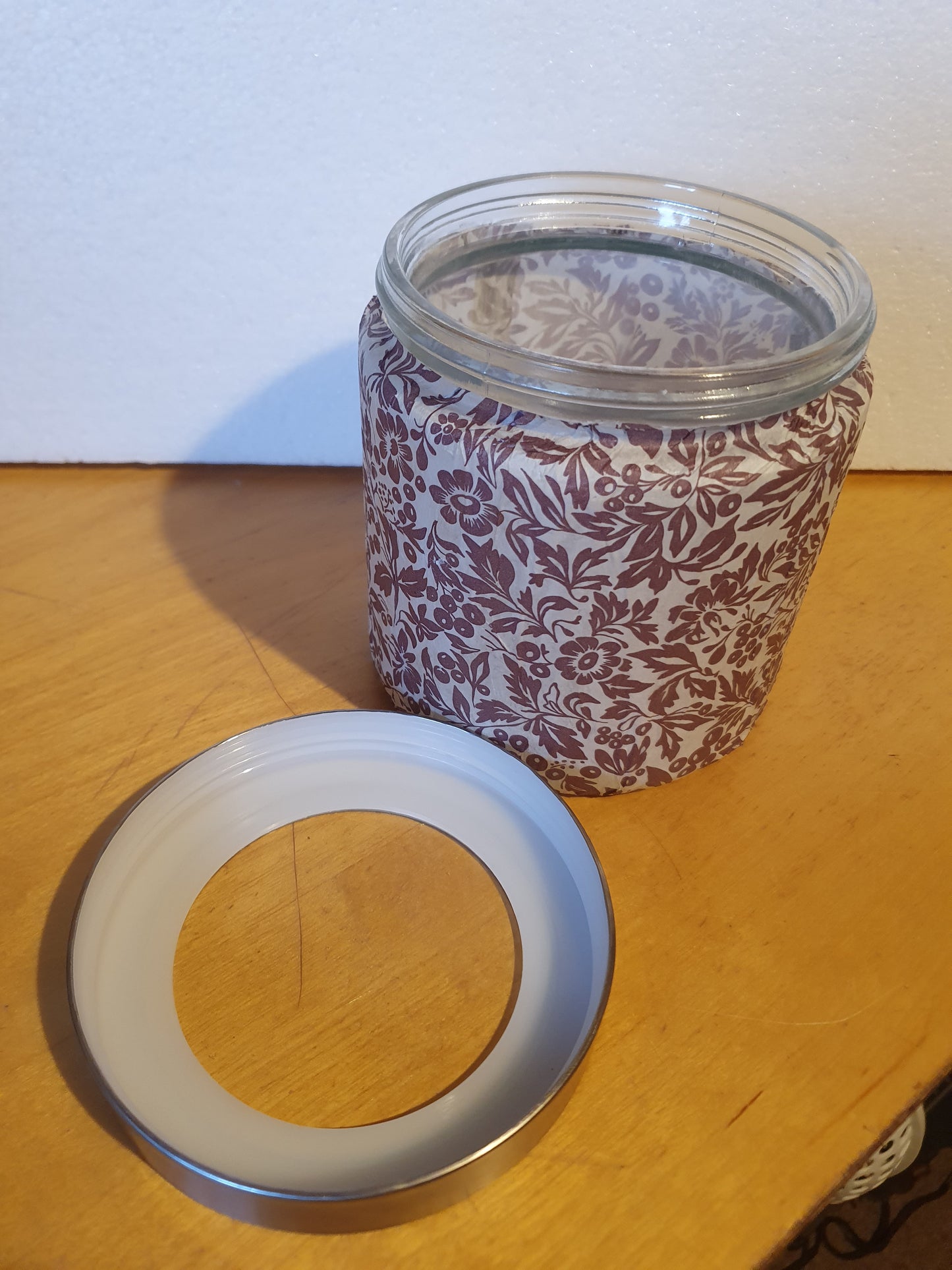 Medium Purple White Floral Hand Decorated Candle Storage Jar With Lid Home Decor Gift