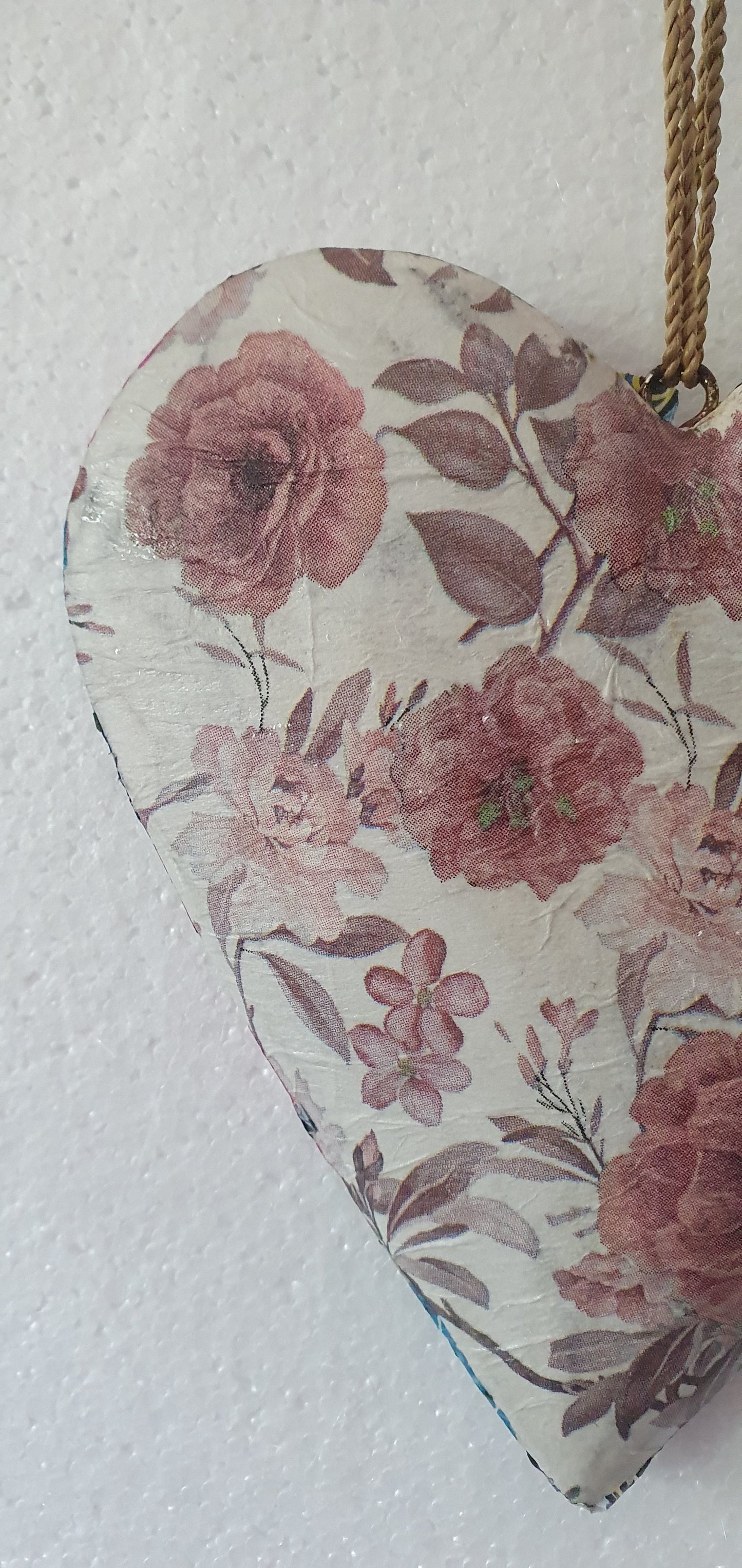 Decoupage Two Sided Wooden Heart Hanging Home Decor Gift