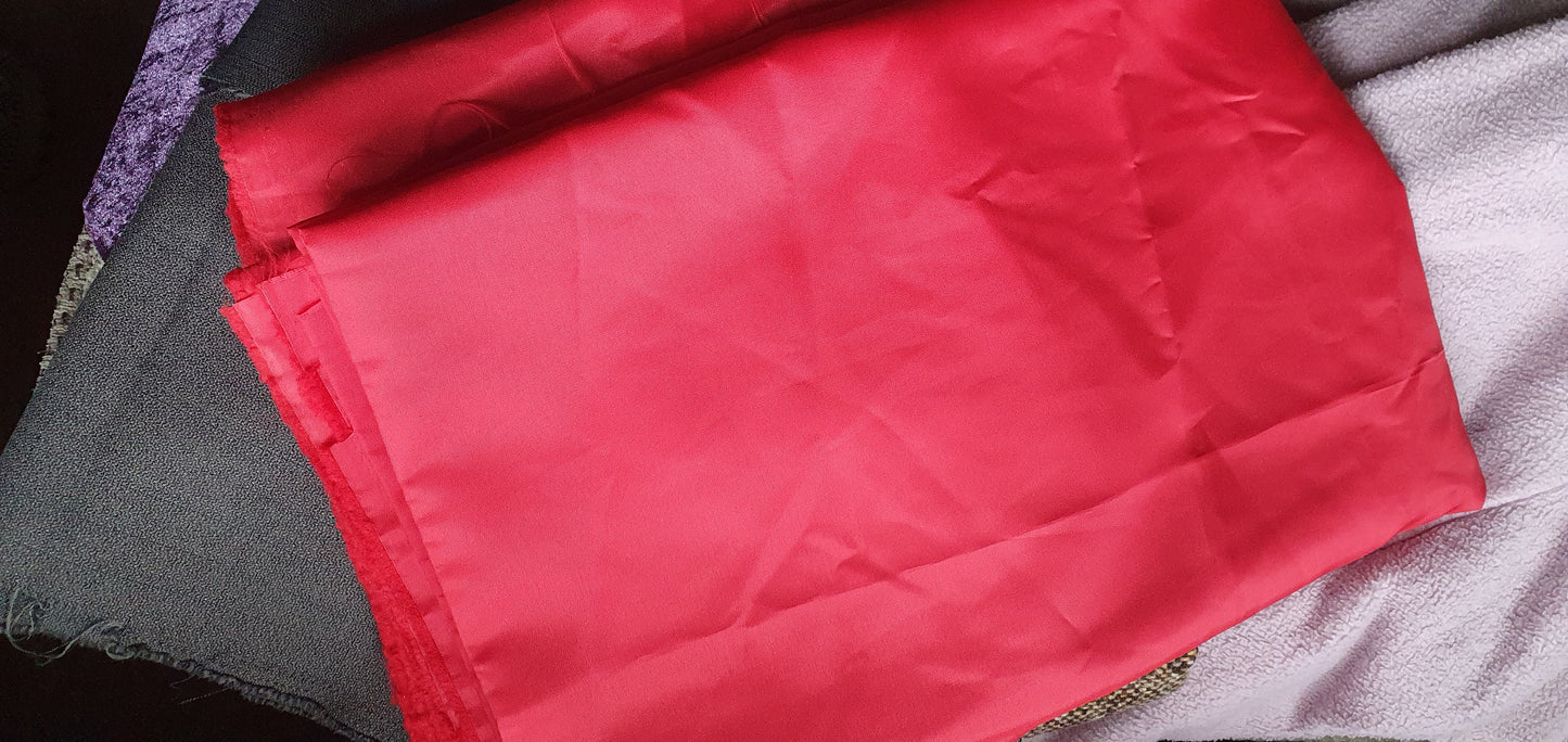 Blood Red Polyester Lining Fabric Manmade Blend Per Metre