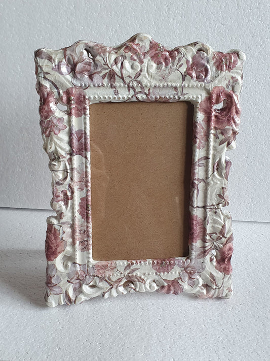 Decoupage Pink White Floral Photo Frame Home Decor Gift