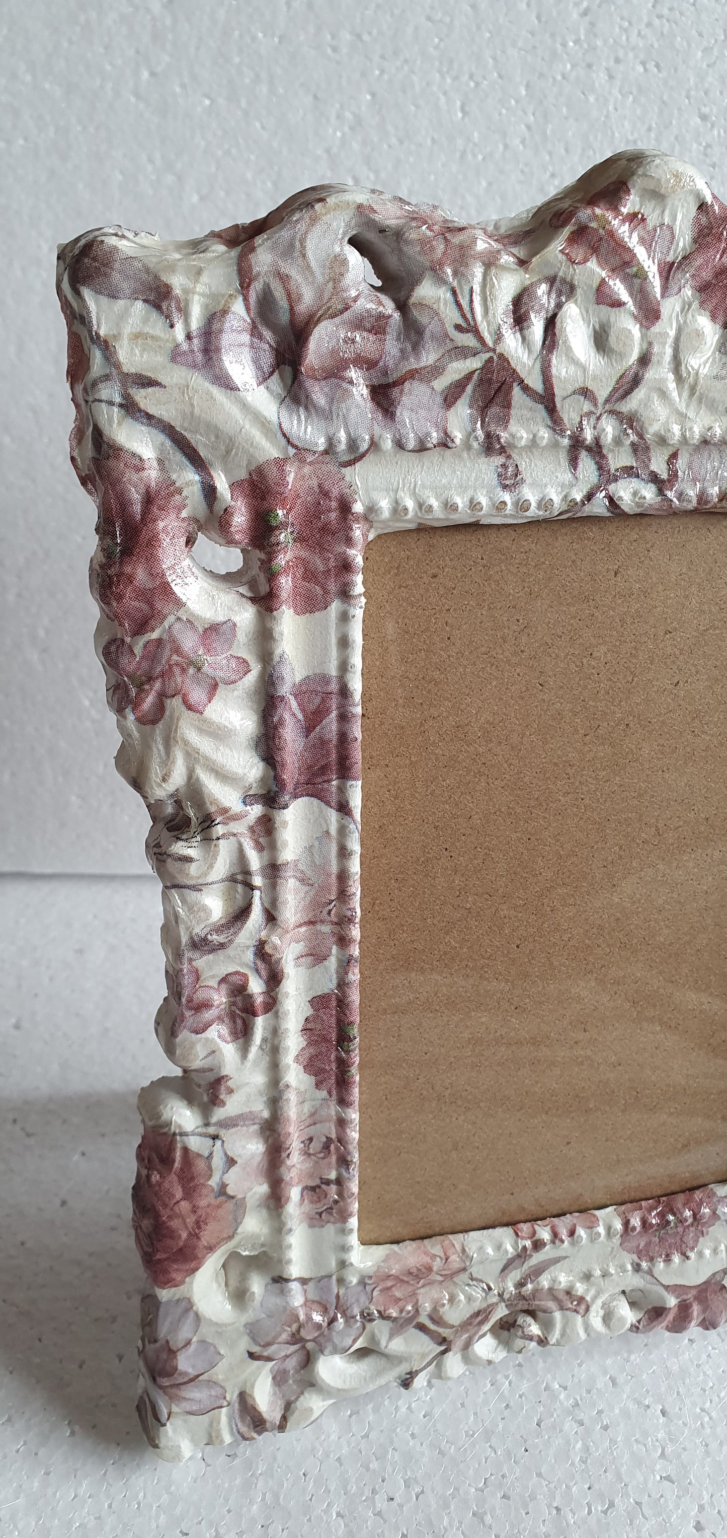 Decoupage Pink White Floral Photo Frame Home Decor Gift