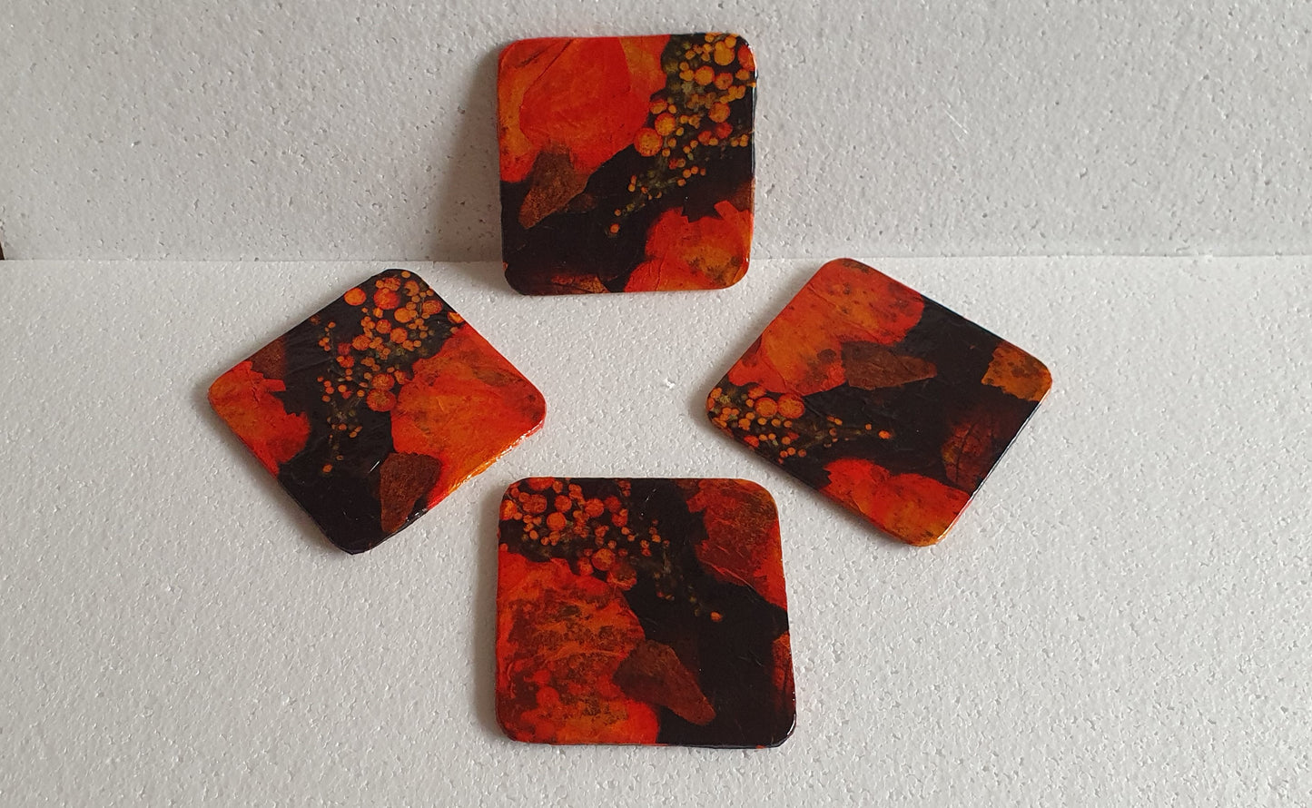 Decoupage Black Orange Coasters Set Of Four Home Decor Gift