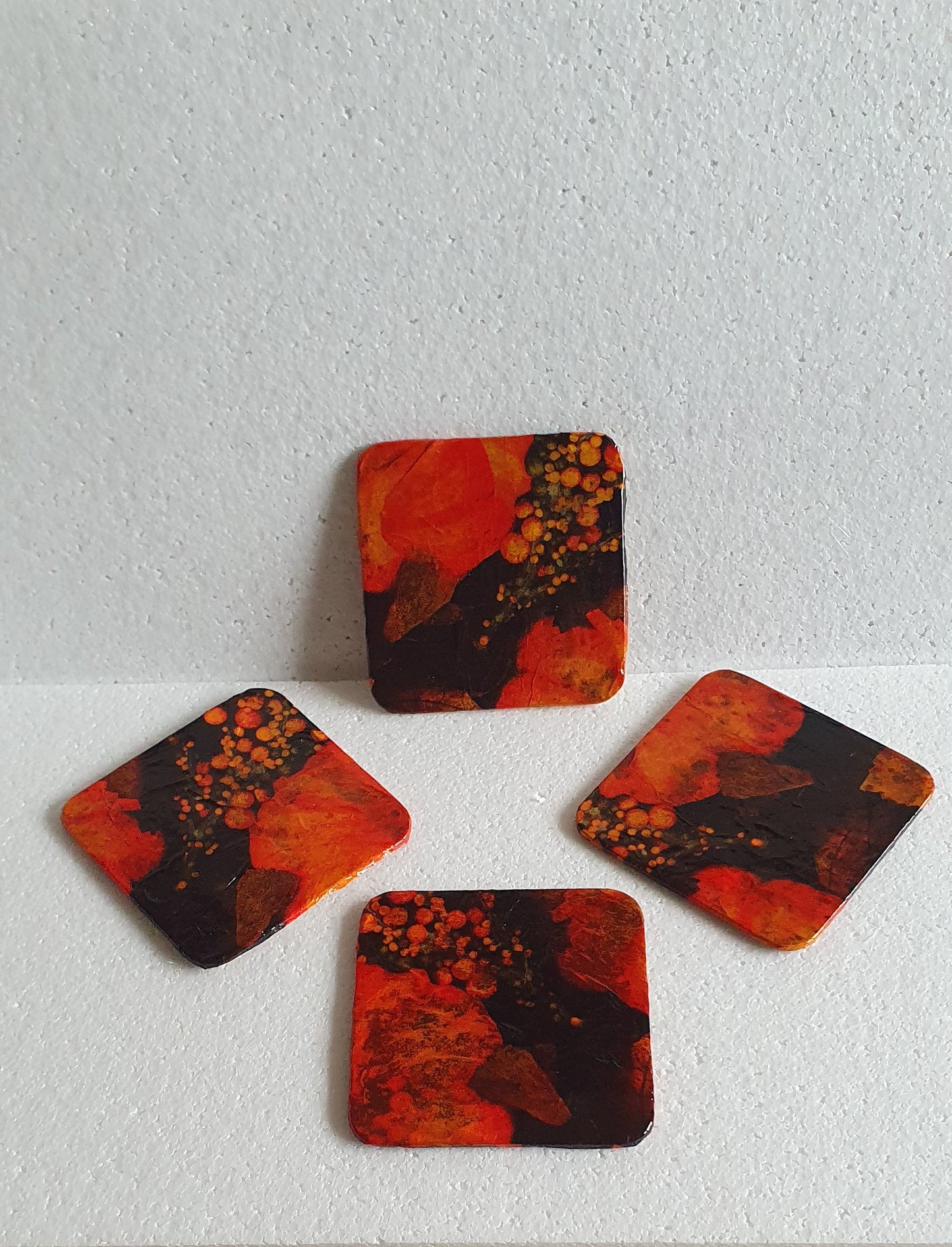 Decoupage Black Orange Coasters Set Of Four Home Decor Gift