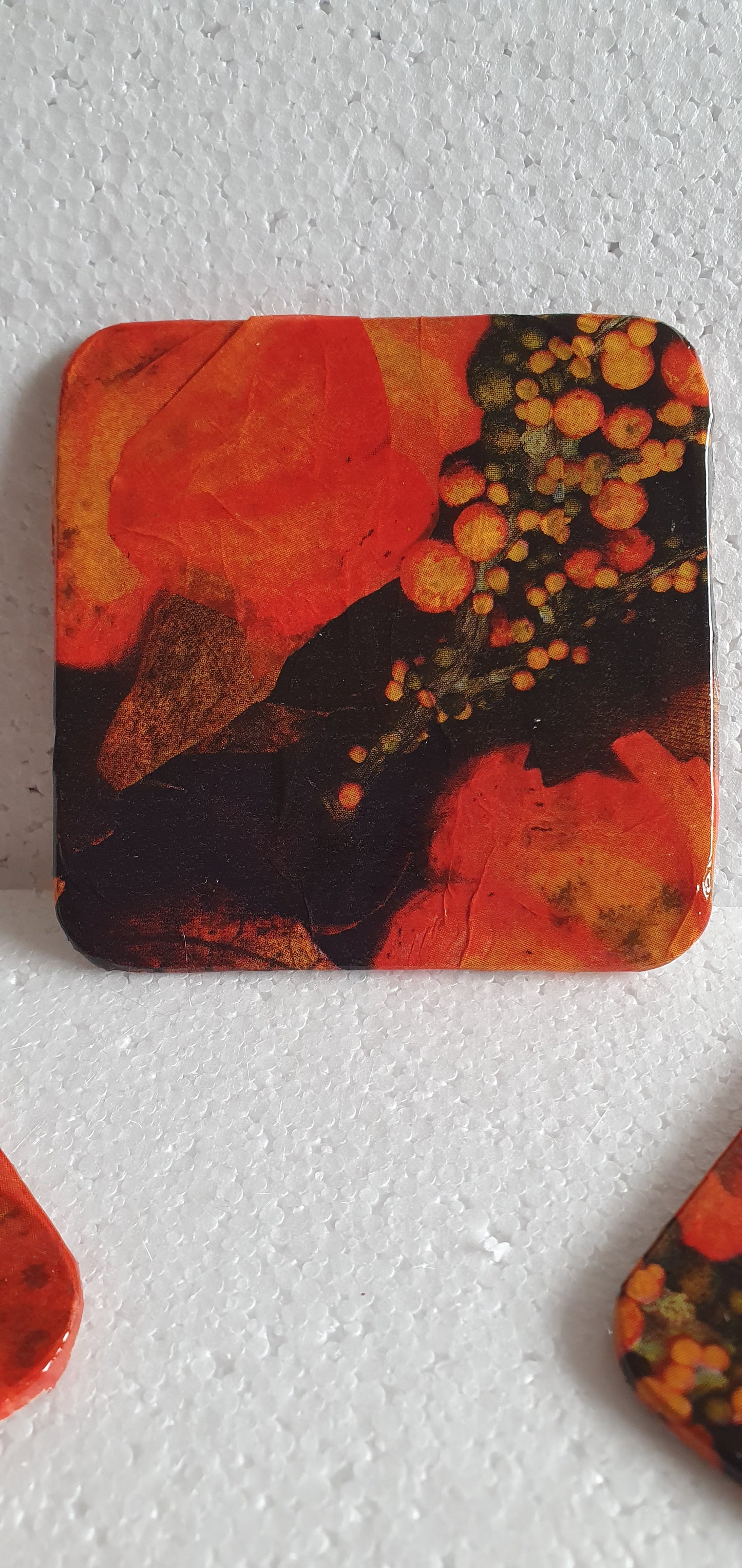 Decoupage Black Orange Coasters Set Of Four Home Decor Gift
