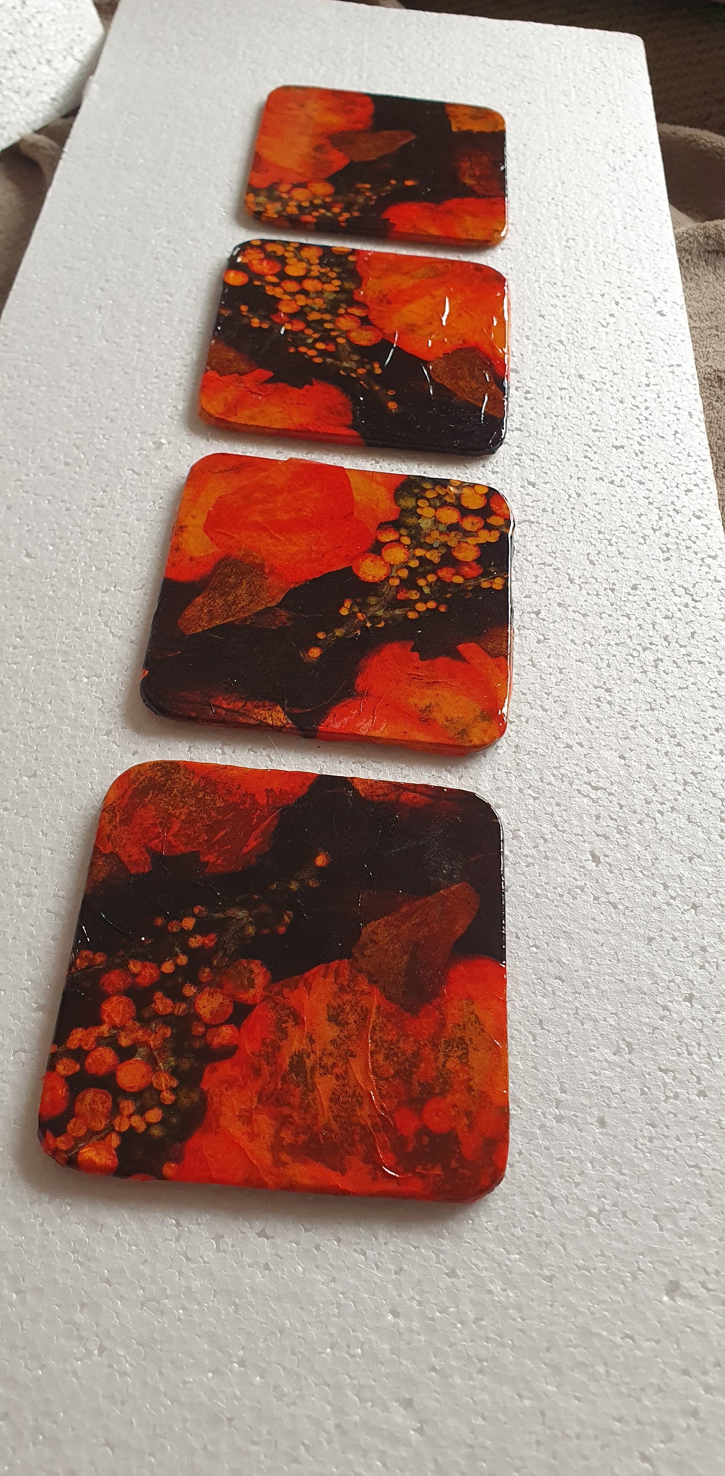 Decoupage Black Orange Coasters Set Of Four Home Decor Gift