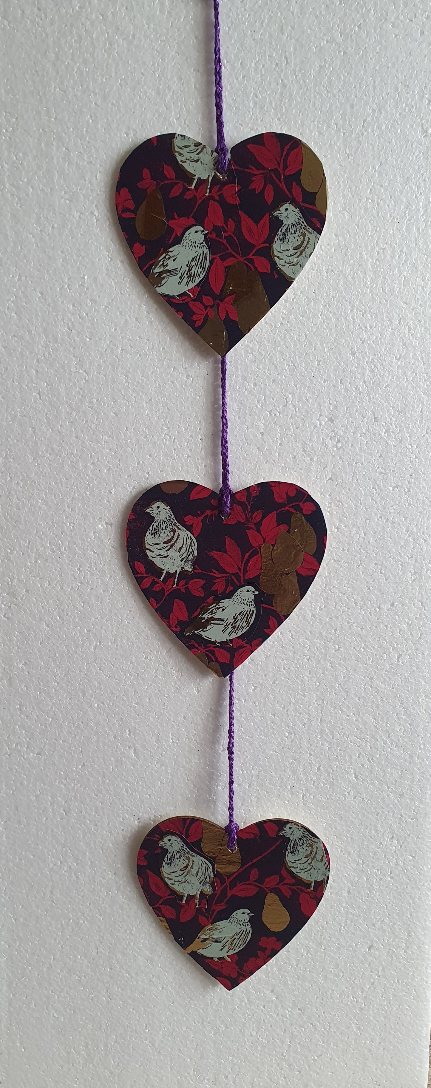 Decoupage Partridge Pear Purple Gold Wall Hanging Home Decor Gift