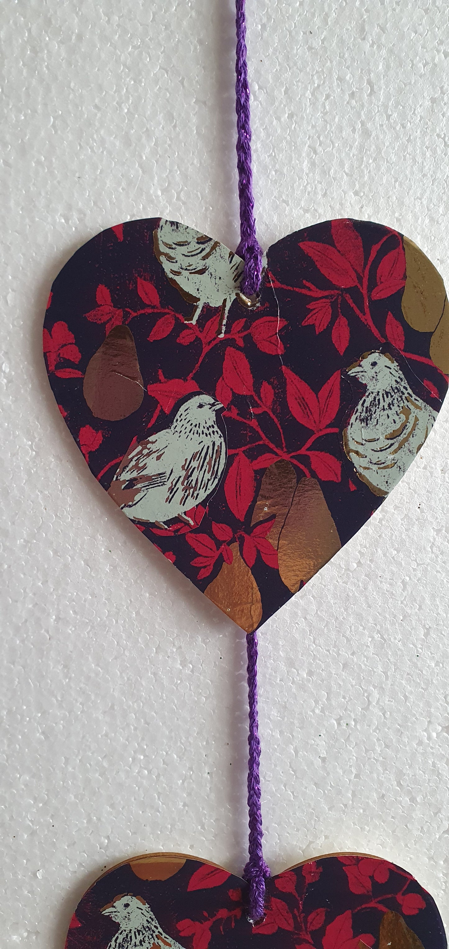 Decoupage Partridge Pear Purple Gold Wall Hanging Home Decor Gift