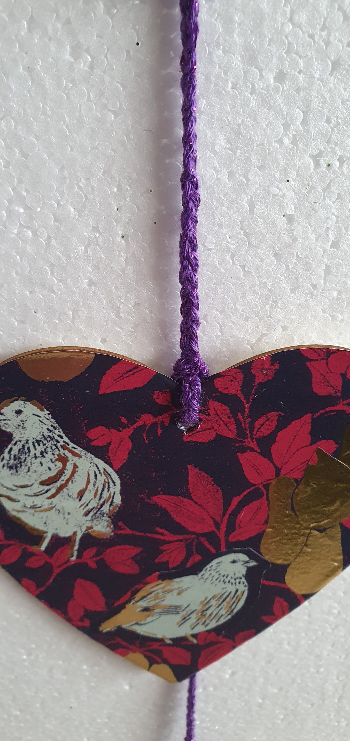 Decoupage Partridge Pear Purple Gold Wall Hanging Home Decor Gift