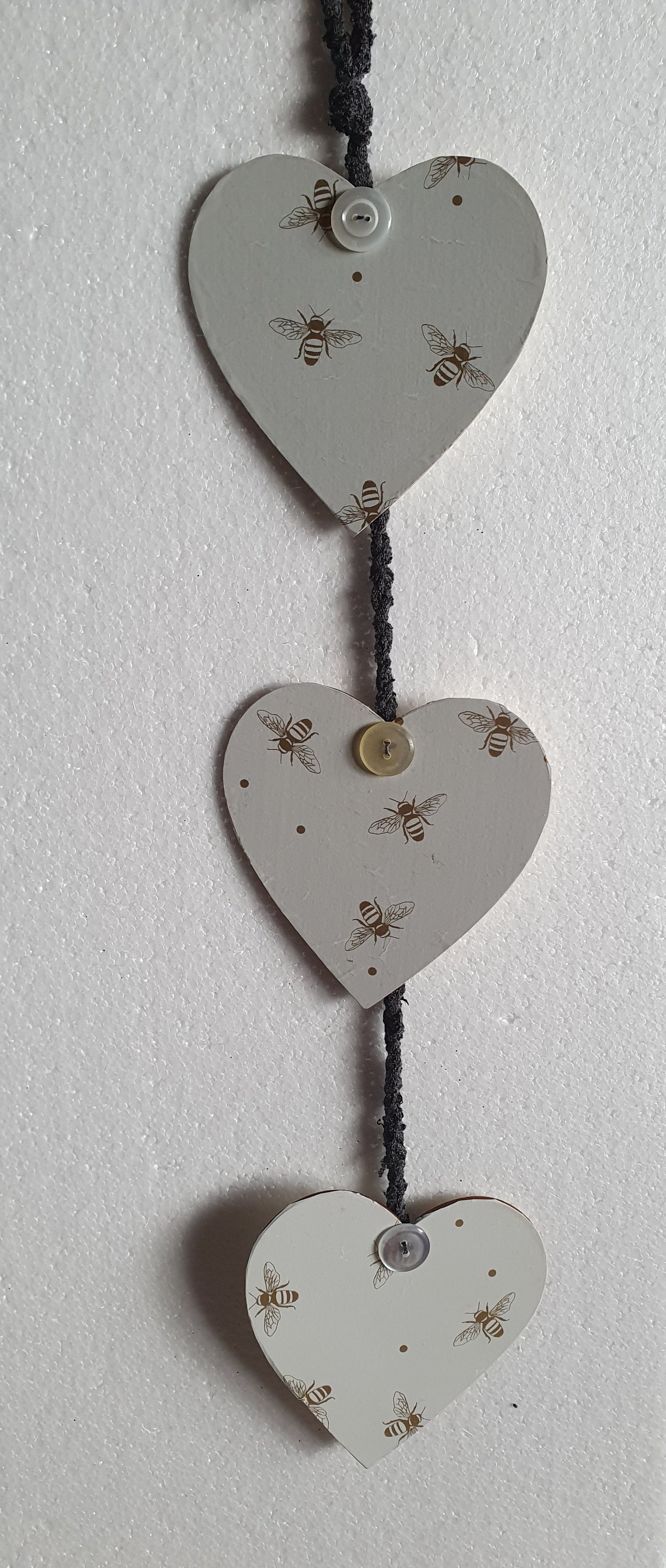 Decoupage Gold Bumble Bee Pale Grey Wall Hanging Home Decor Gift