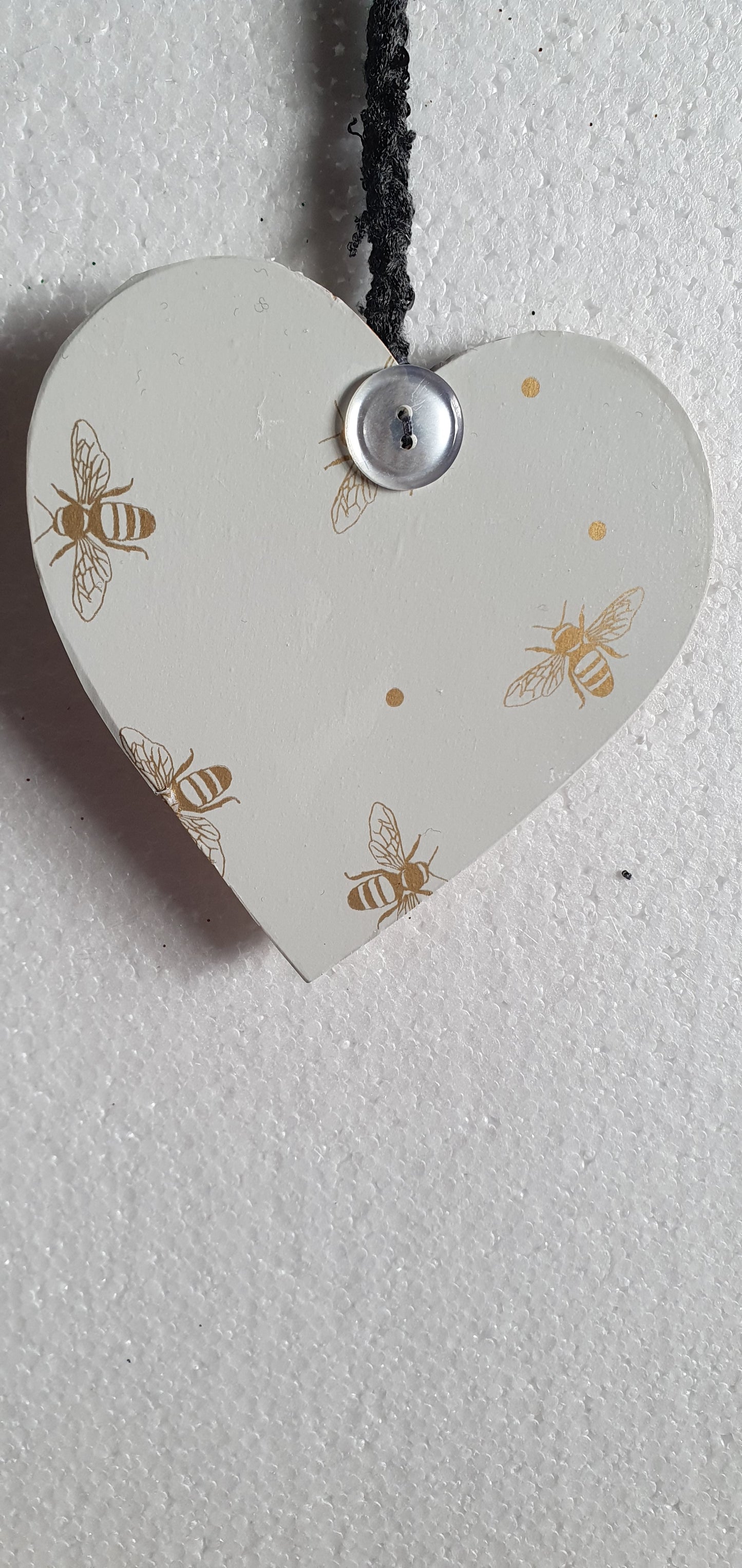 Decoupage Gold Bumble Bee Pale Grey Wall Hanging Home Decor Gift