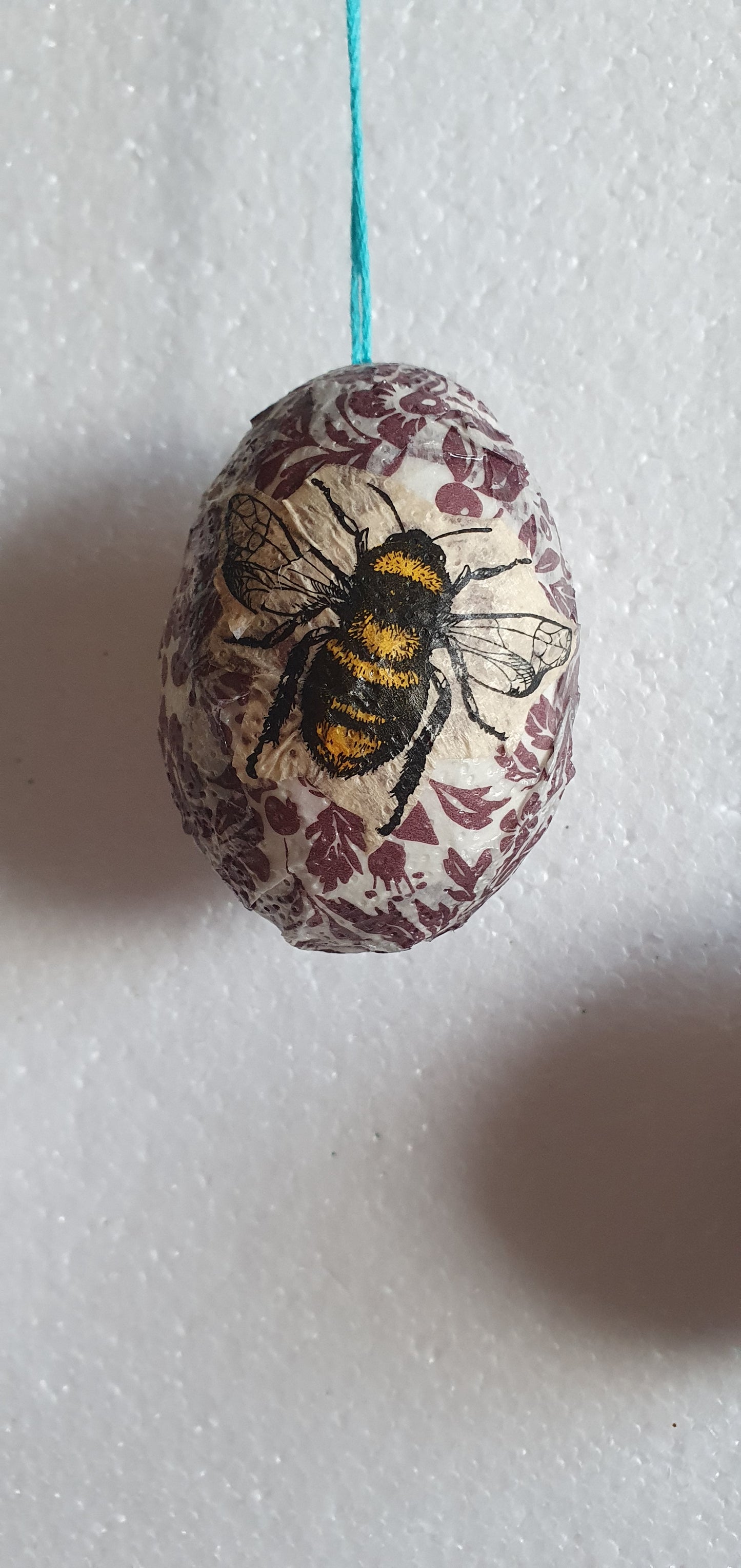 Decoupage Floral Bumble Bees Decorated Egg Window/Tree Hanging Home Decor Gift