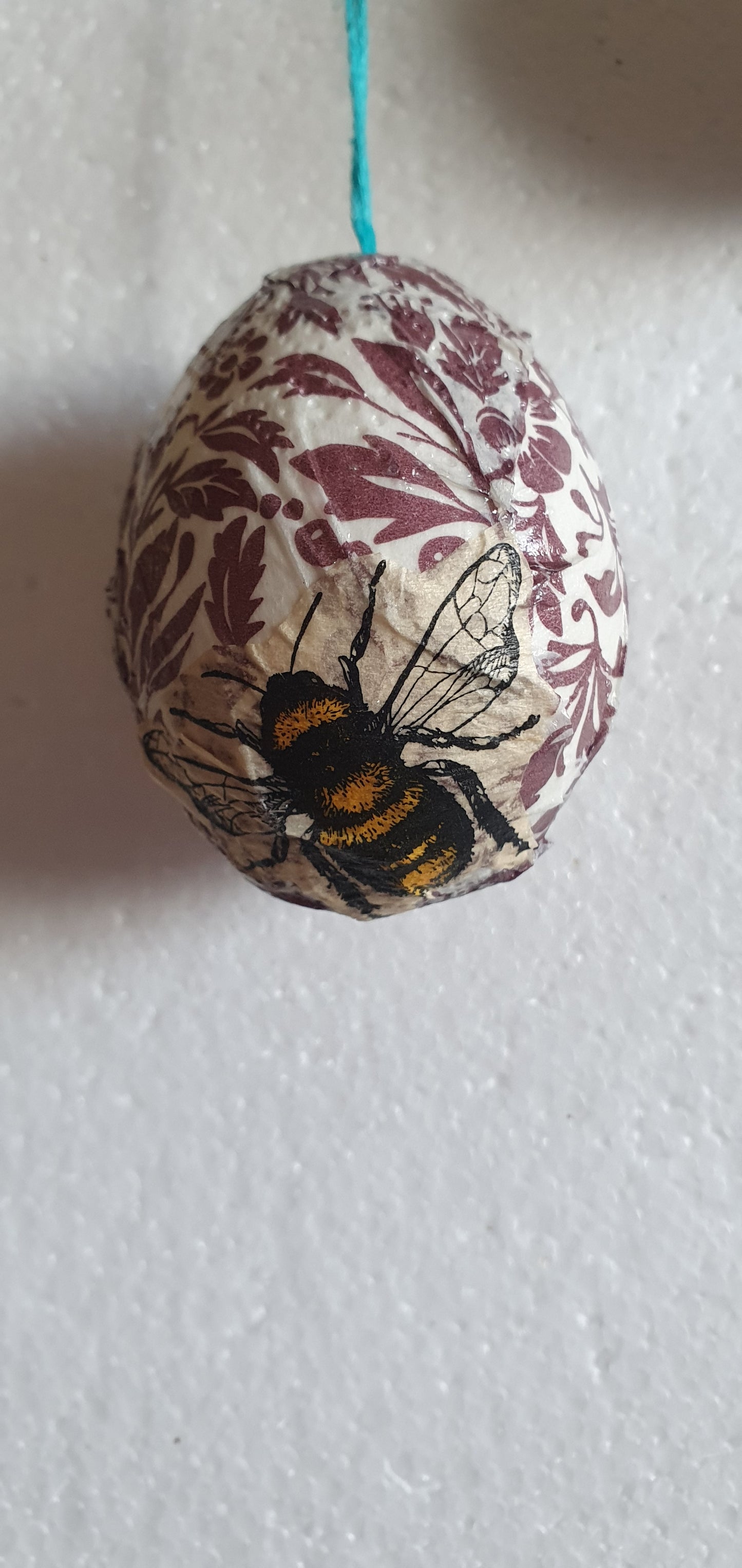 Decoupage Floral Bumble Bees Decorated Egg Window/Tree Hanging Home Decor Gift
