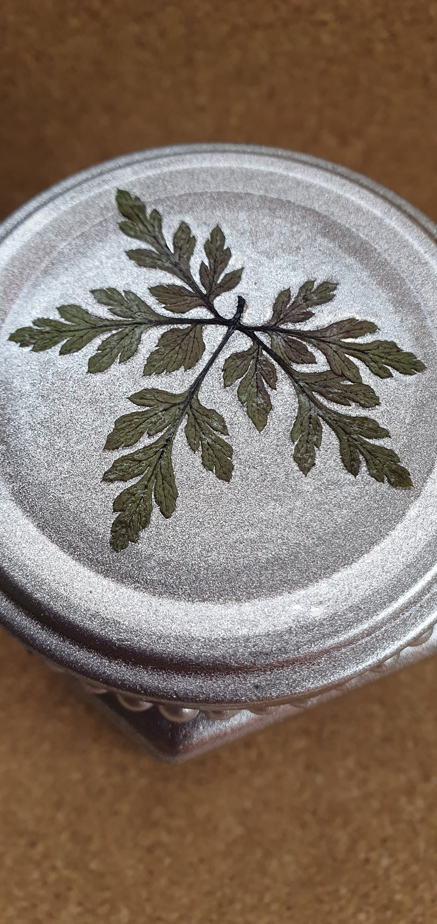Glass Hexagon Shape Rose Gold Metallic Marbelled Real Leaf Hand Decorated Storage Jar Or Candle Holder With Lid Home Decor Gift