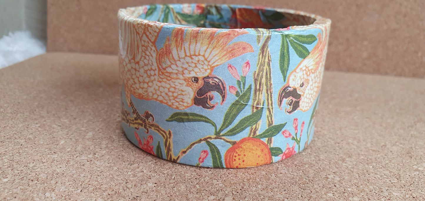 Blue Orange Cockatoos Decoupage Chunky Bangle