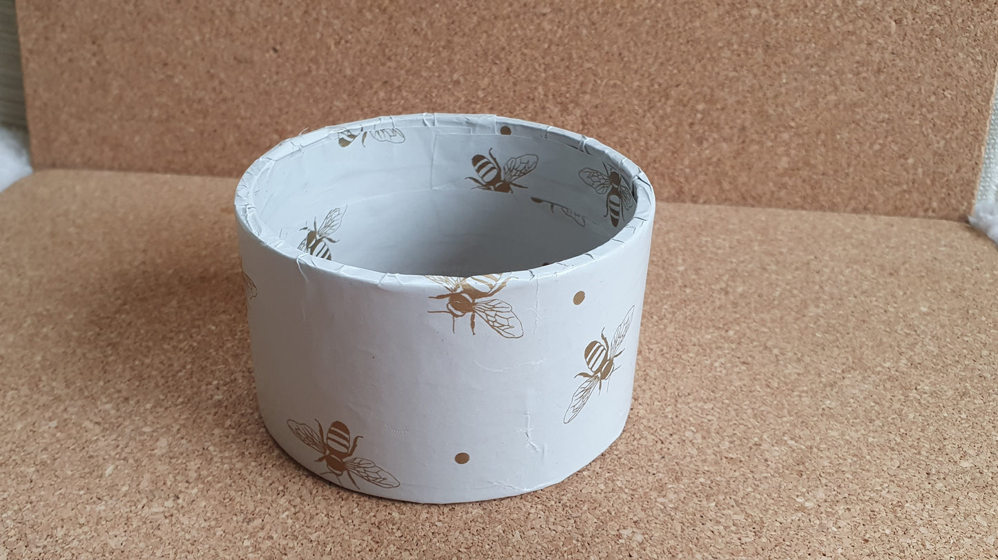 Pale Grey Gold Bees Decoupage Chunky Bangle