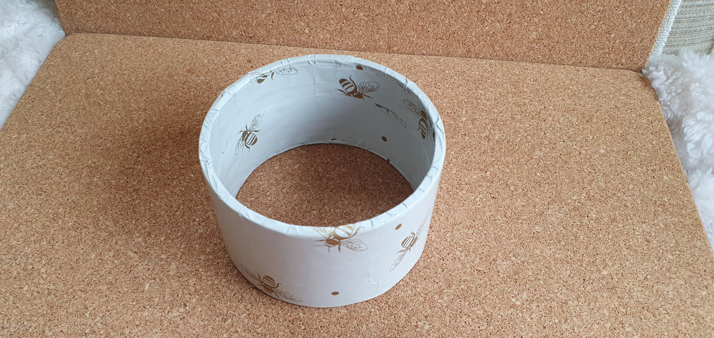 Pale Grey Gold Bees Decoupage Chunky Bangle