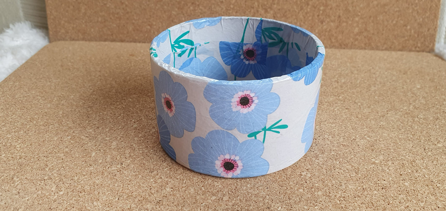 Blue White Flowers Decoupage Chunky Bangle