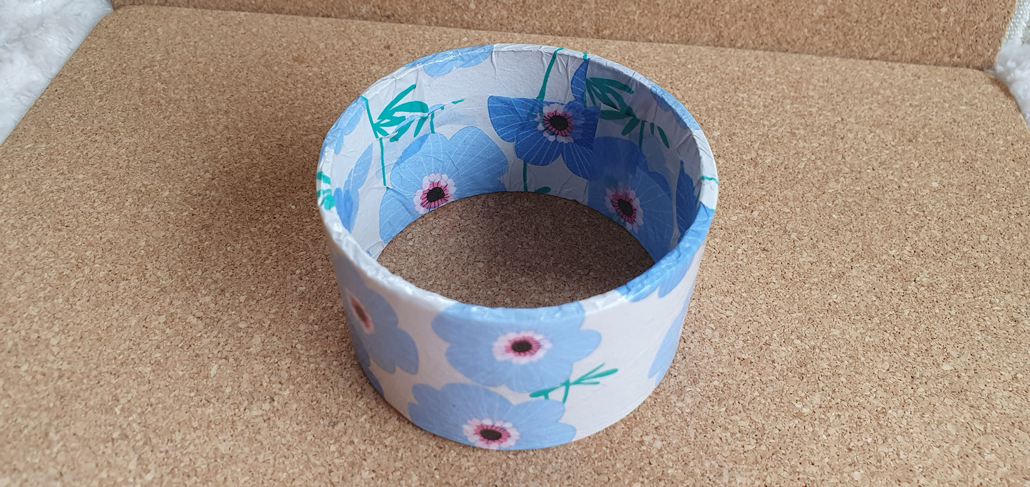Blue White Flowers Decoupage Chunky Bangle