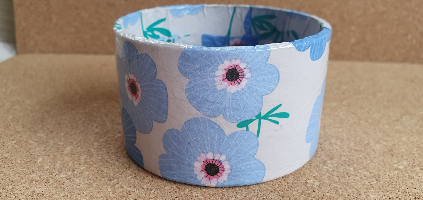 Blue White Flowers Decoupage Chunky Bangle