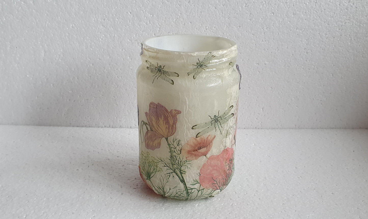 Medium Glass Floral Insect Pattern Hand Decorated Storage Jar With Lid Home Decor Gift