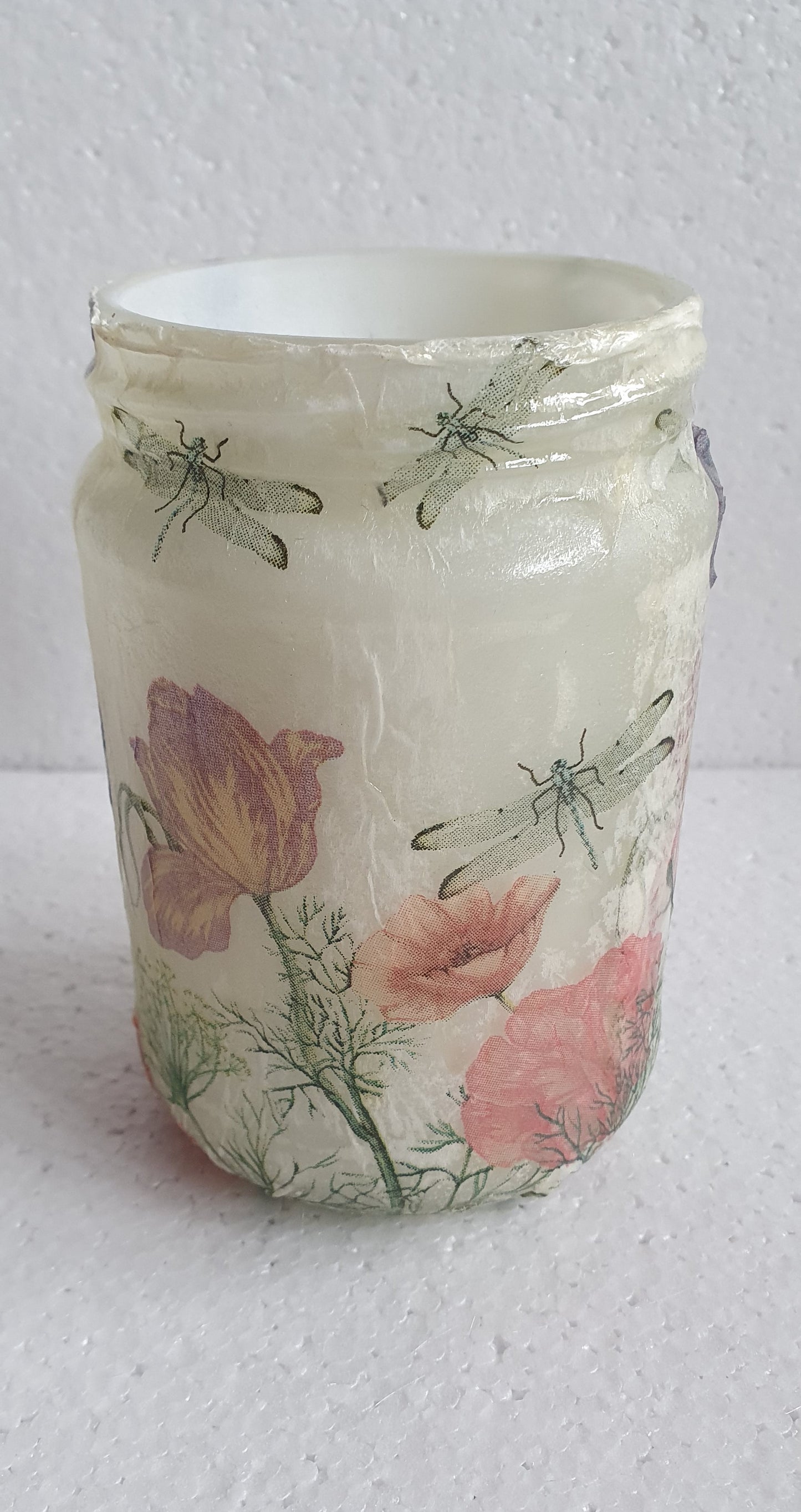 Medium Glass Floral Insect Pattern Hand Decorated Storage Jar With Lid Home Decor Gift