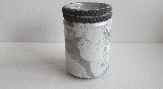 Medium Glass Silver Grey Marbled Hand Decorated Storage Jar With Lid Home Decor Gift