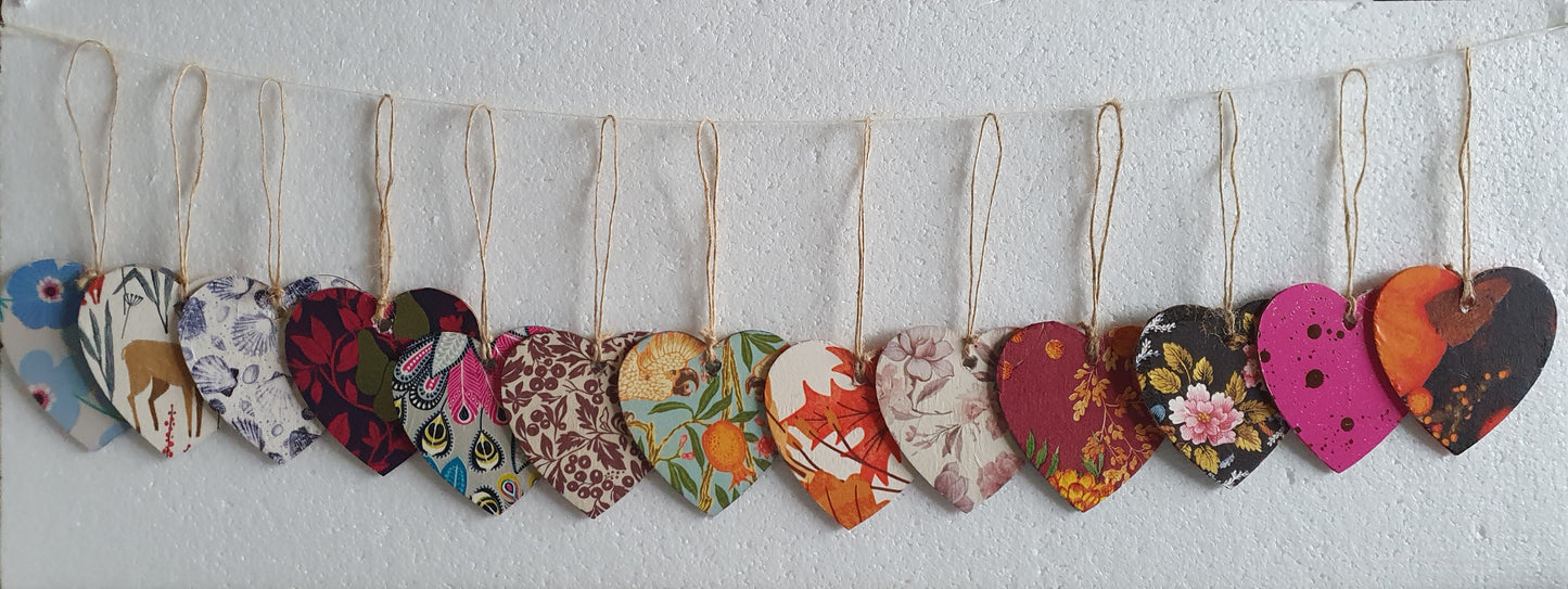 Decoupage Small Heart Black Brown Orange Autumn Window Hanging Home Decor Gift