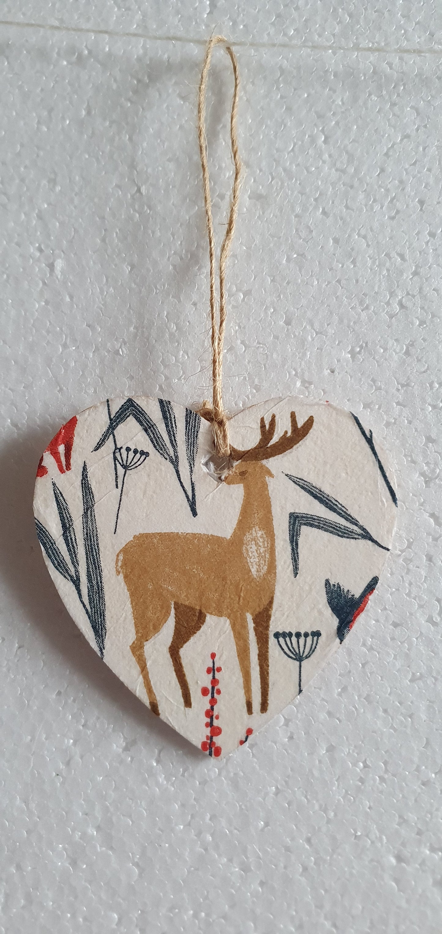 Decoupage Small Heart Autumn Deer Window Hanging Home Decor Gift