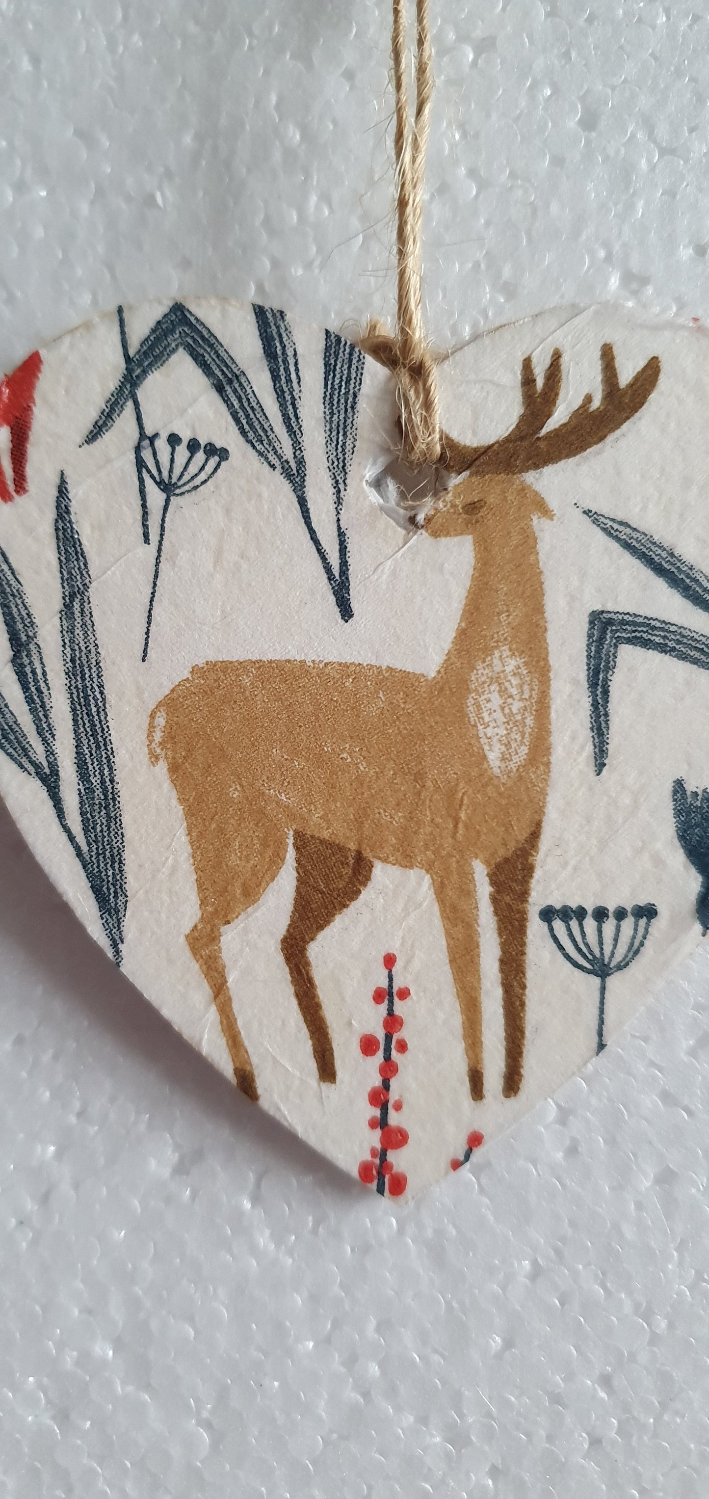 Decoupage Small Heart Autumn Deer Window Hanging Home Decor Gift