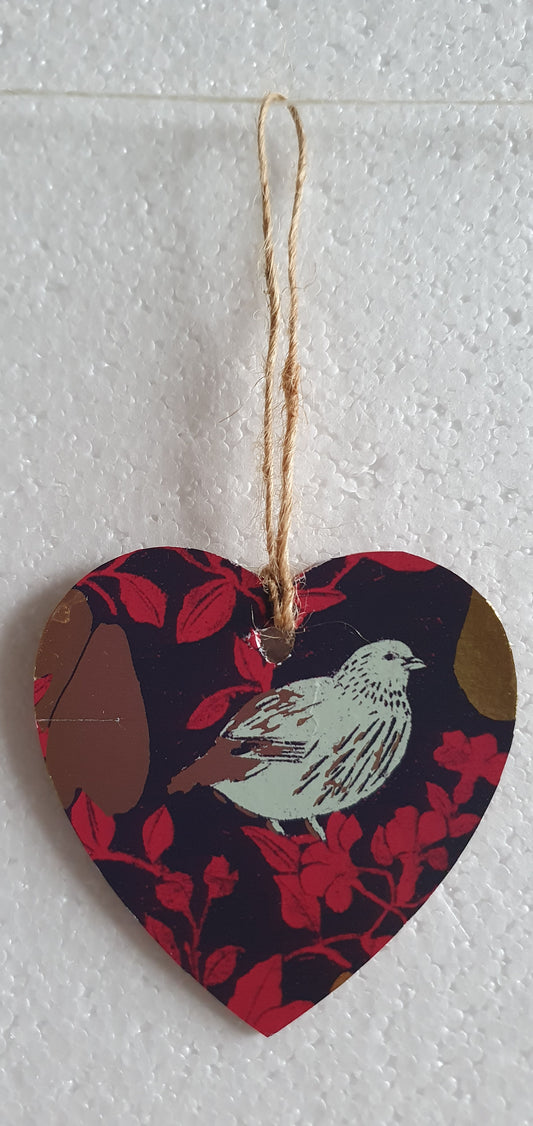Decoupage Small Heart Purple Pink Gold Partridge Pears Window Hanging Home Decor Gift