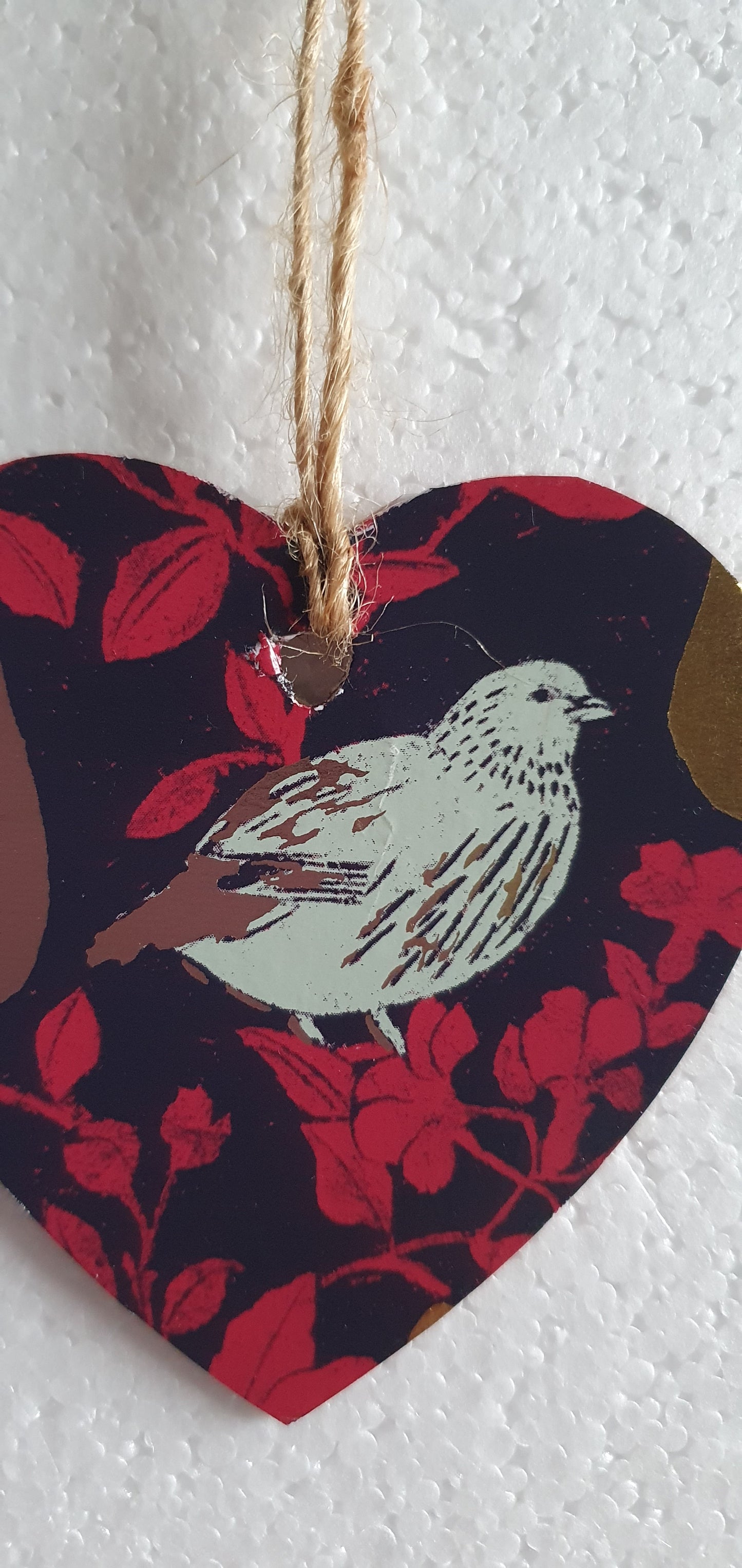 Decoupage Small Heart Purple Pink Gold Partridge Pears Window Hanging Home Decor Gift