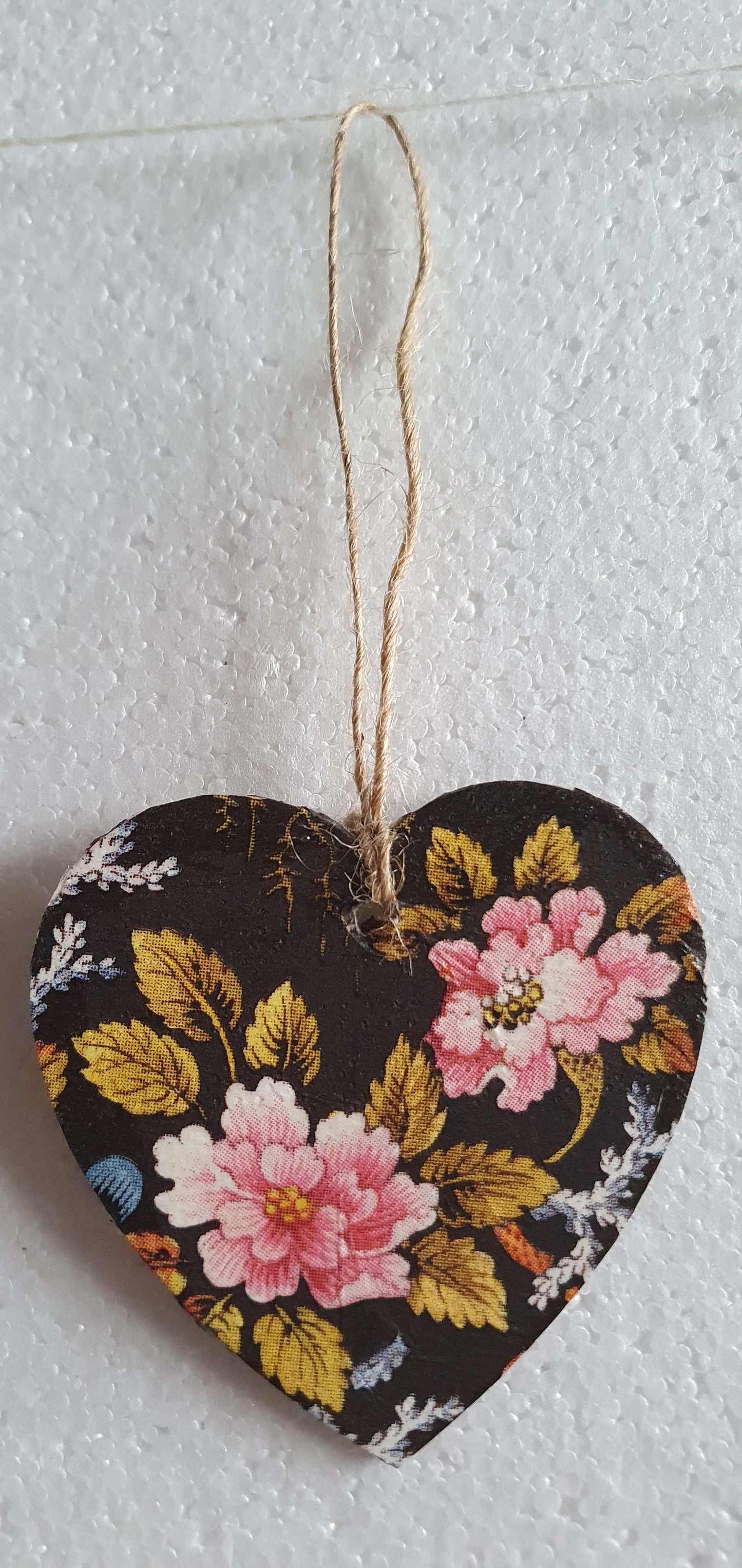 Decoupage Small Heart Black Pink Yellow Floral Marine Window Hanging Home Decor Gift