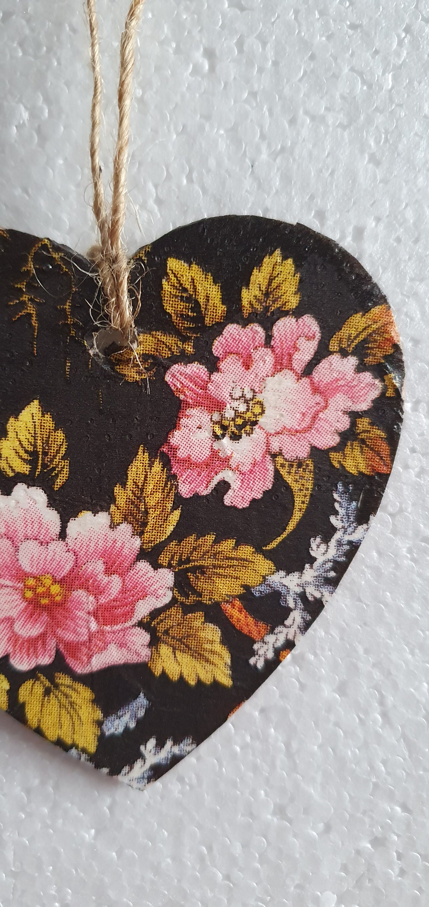 Decoupage Small Heart Black Pink Yellow Floral Marine Window Hanging Home Decor Gift