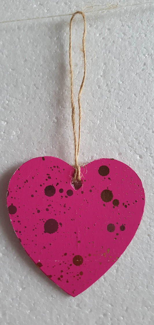 Decoupage Small Heart Pink Silver Window Hanging Home Decor Gift