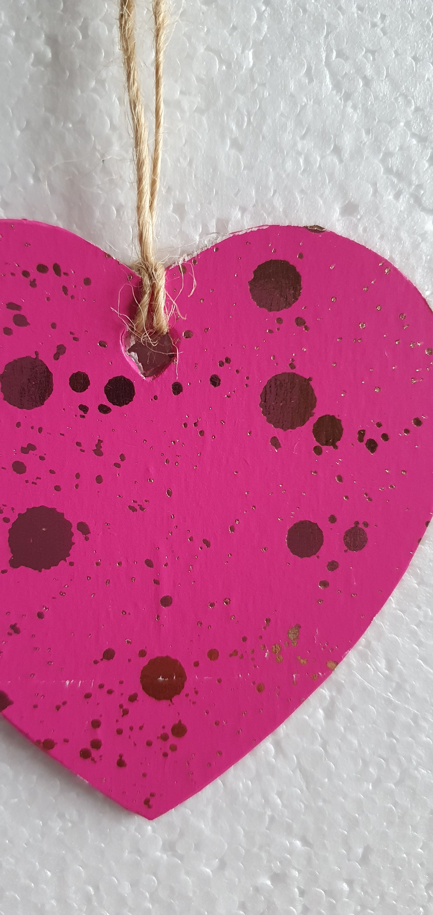 Decoupage Small Heart Pink Silver Window Hanging Home Decor Gift